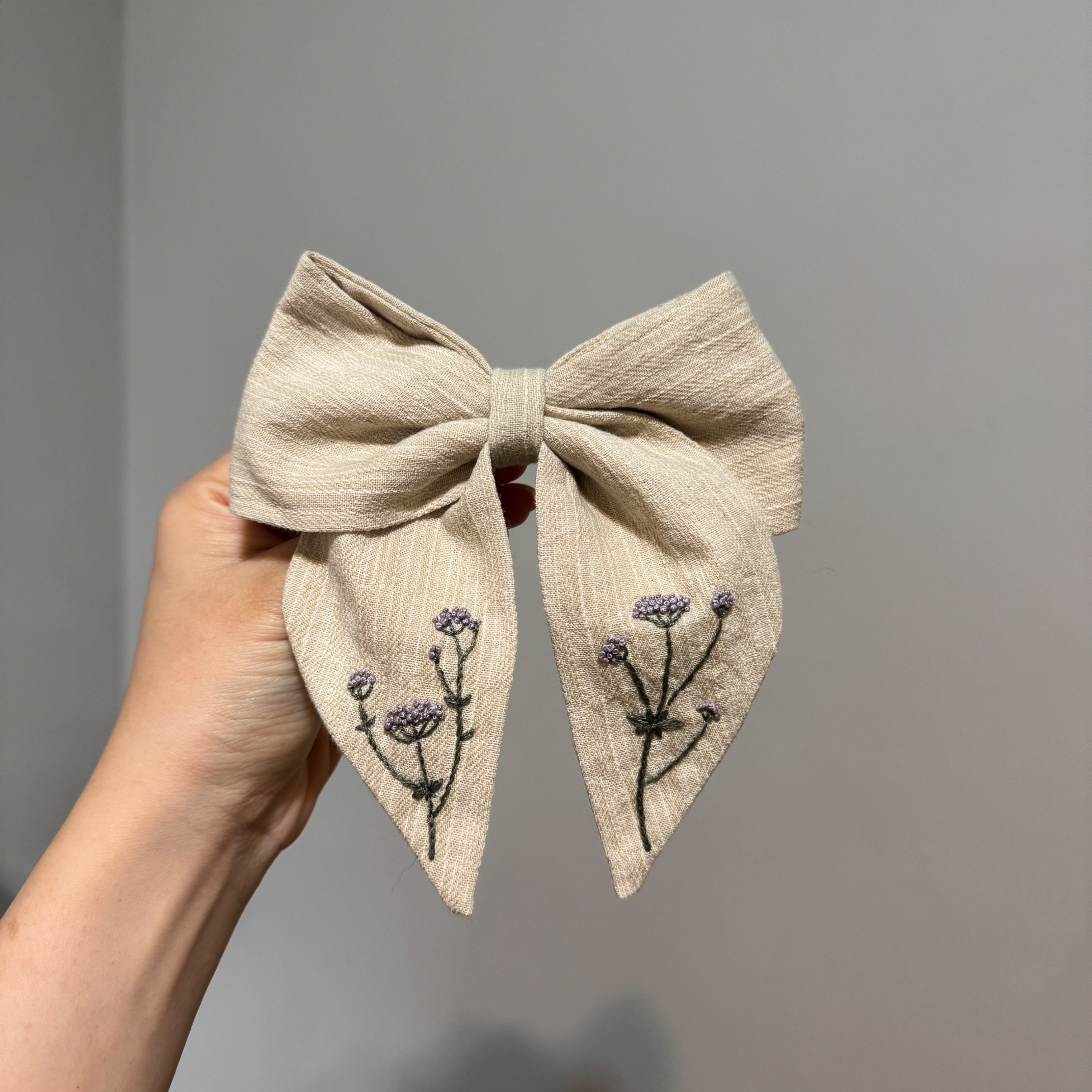 手工刺繡 日本先染布蝴蝶結髮夾