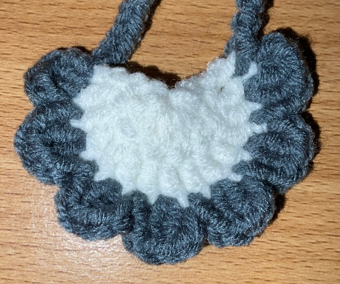 OTO手作坊🐰深灰-白邊口水巾、圍兜兜（10~15cm娃）