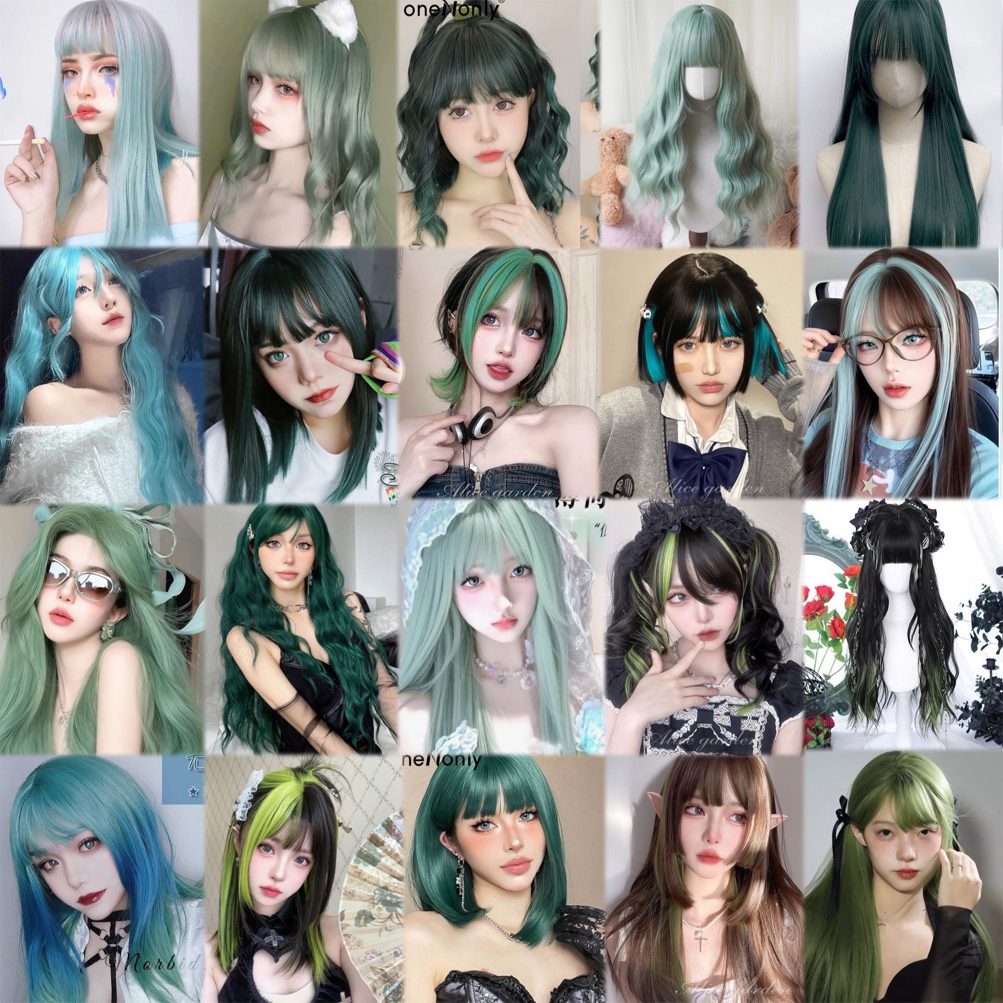 【現貨】薄荷湖水 綠草綠 墨綠色 翠綠 森林綠 翡翠綠 綠色系列假髮💚捲髮假髮 直髮 短髮 前額蕾絲挑染假髮草綠色假髮