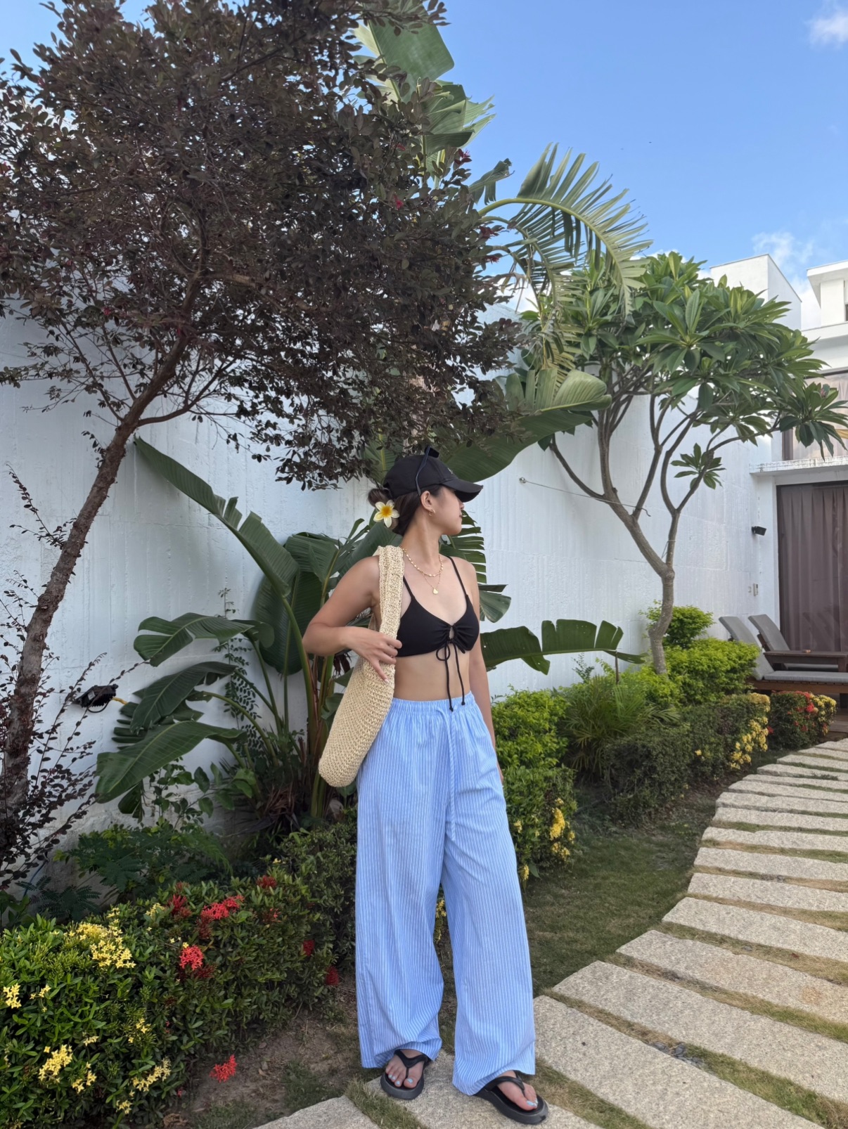 許願回歸📥新品中最必買💙🏝夏日度假感慵懶條紋休閒褲 藍色條紋褲