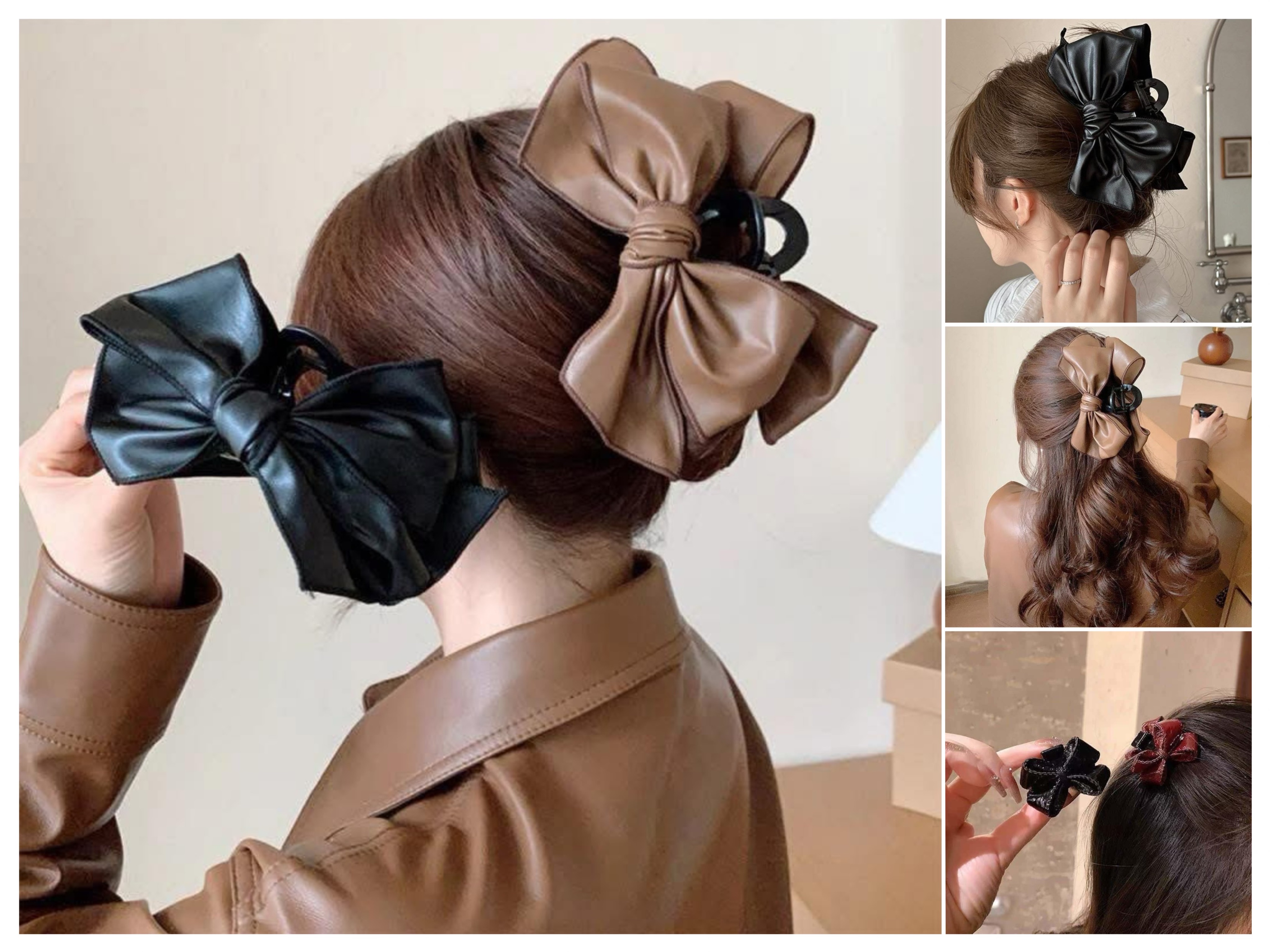 #飾品【質感皮質抓夾4入組】