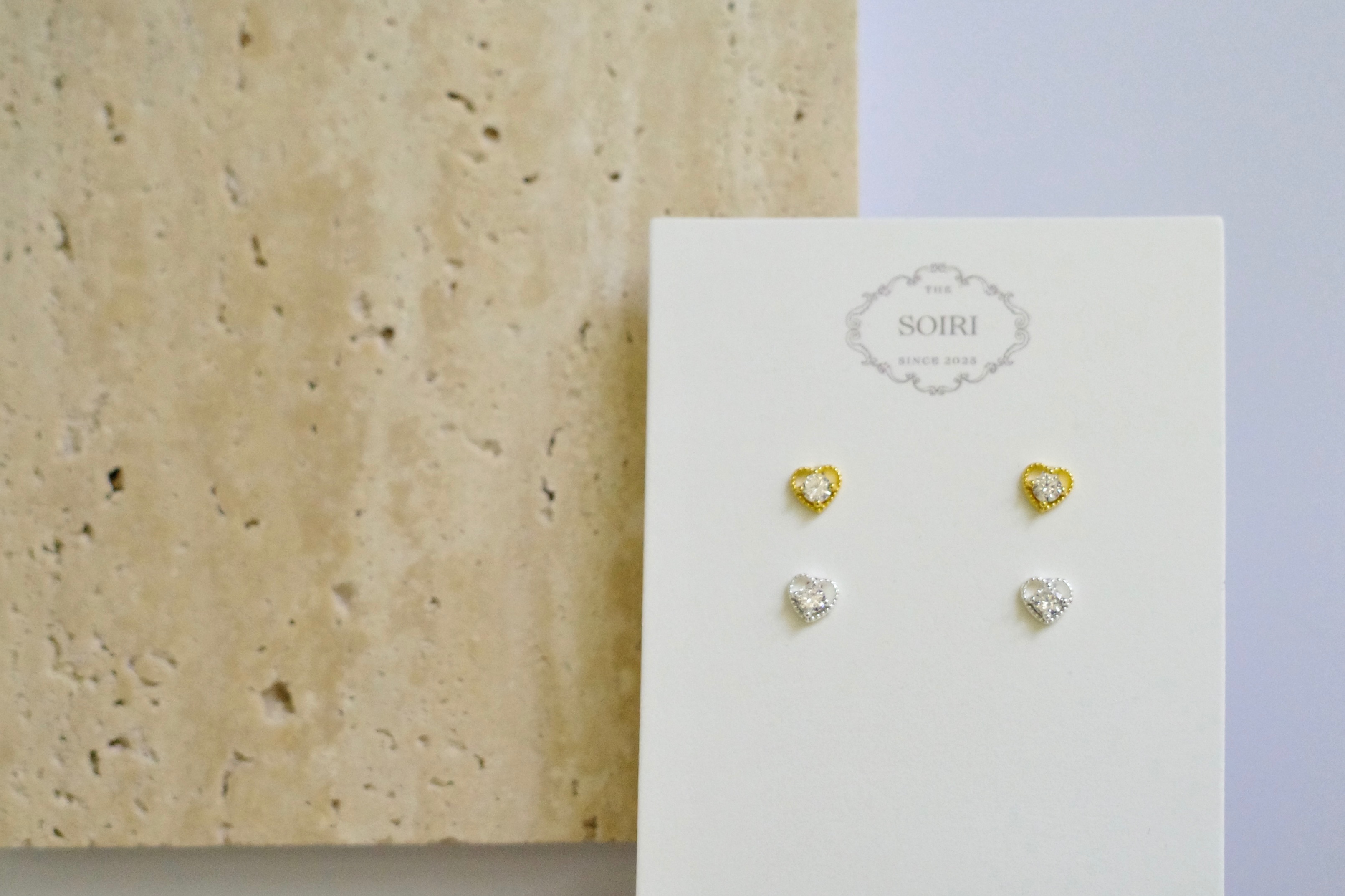 Elegant Heart 愛心單鑽耳環siver925