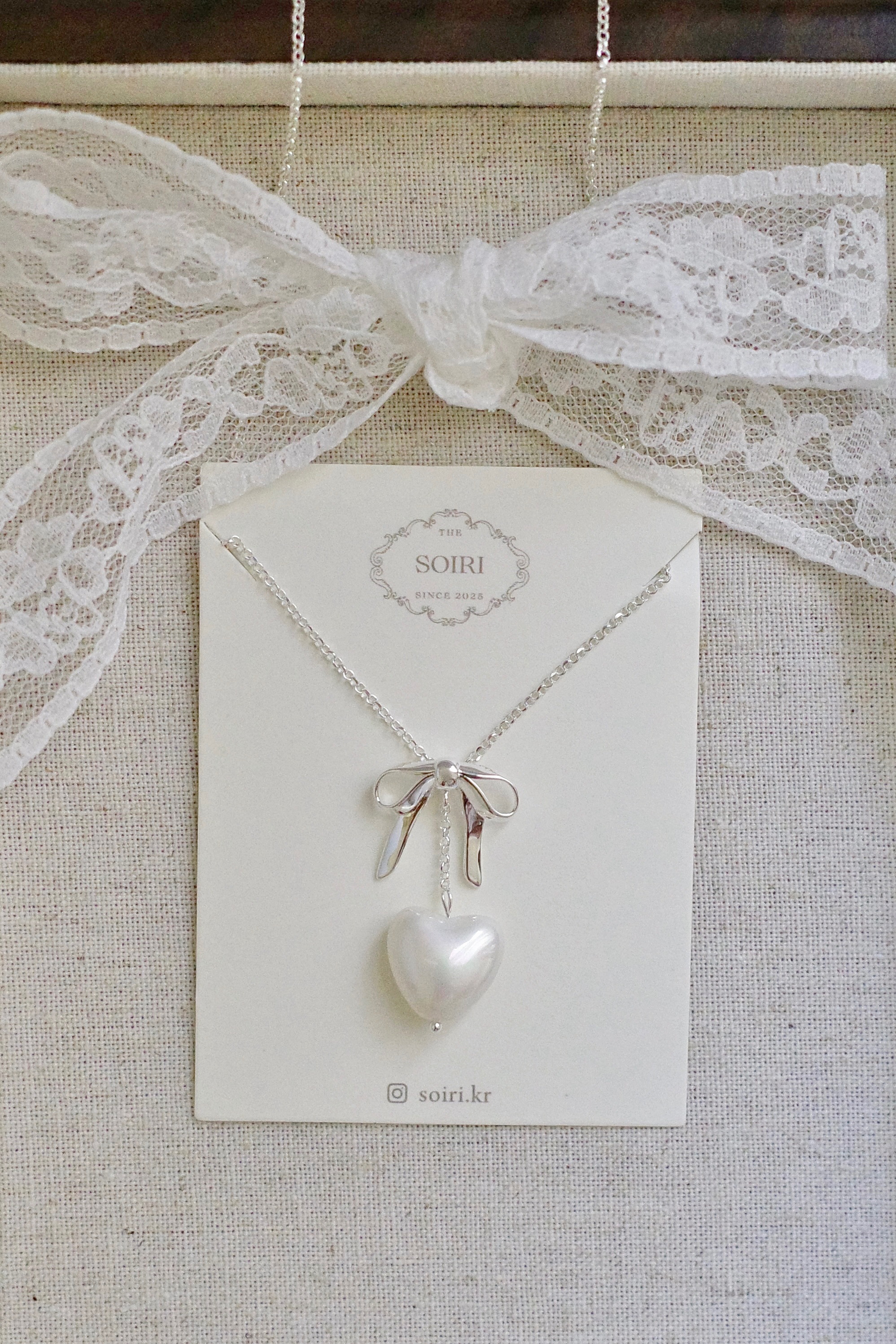 蝴蝶結愛心項鍊silver925