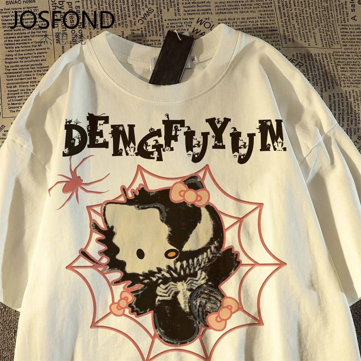 預購- 純棉美式Kitty貓蜘蛛印花高街上衣