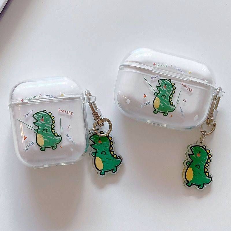 透明可愛小恐龍耳機殼【附吊飾】
