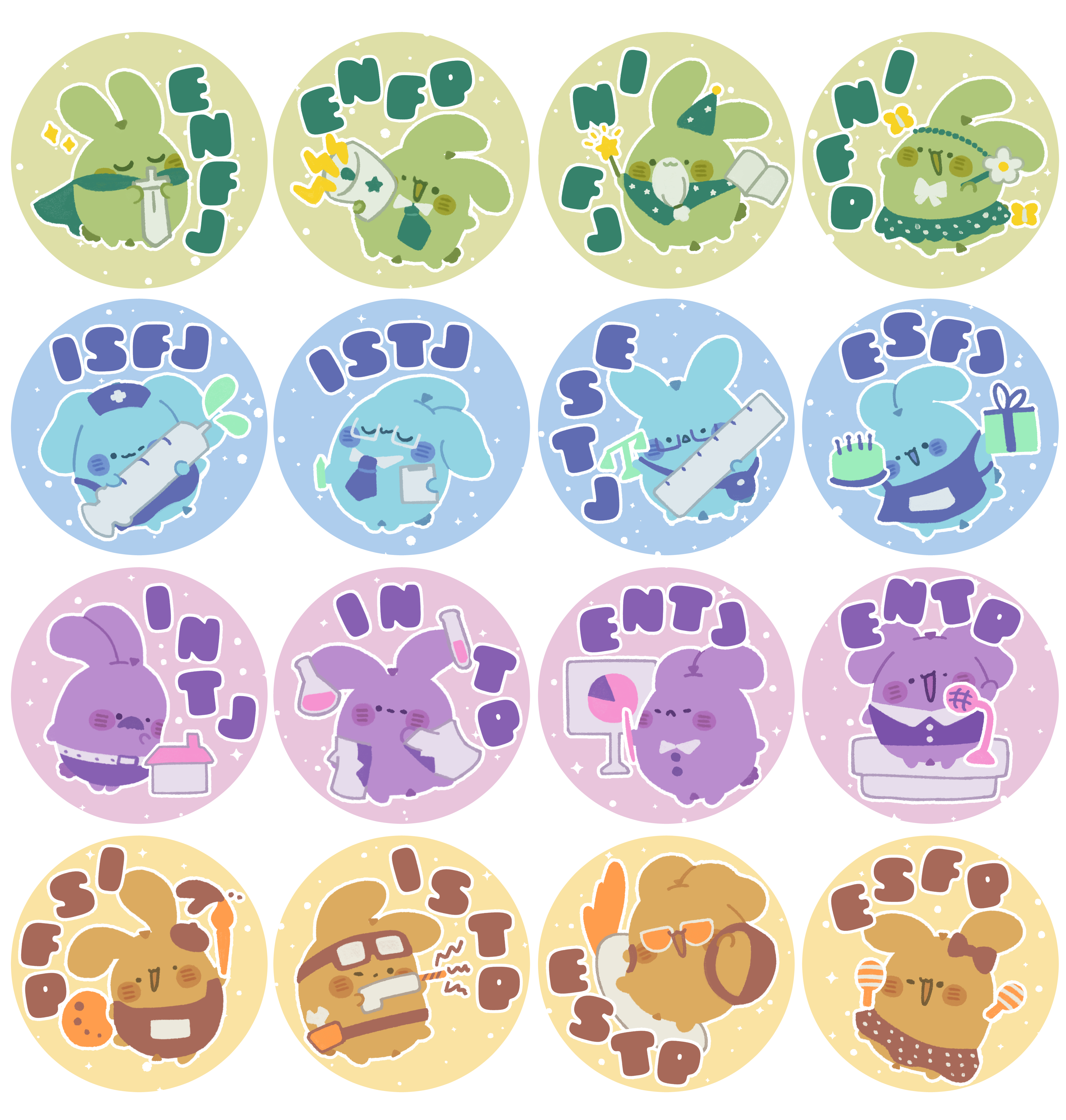 【兔腸星球】MBTI 3.2cm磁鐵徽章