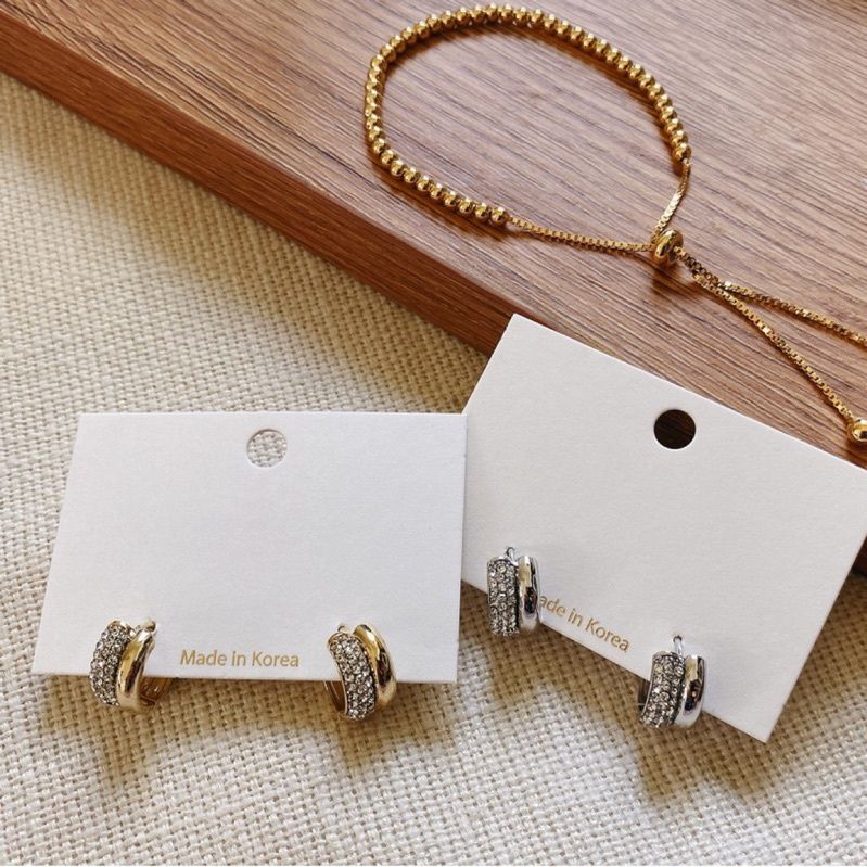 ＂韓國＂鑲鑽雙層 易扣式耳環《Imprint Accessory 韓國飾品》