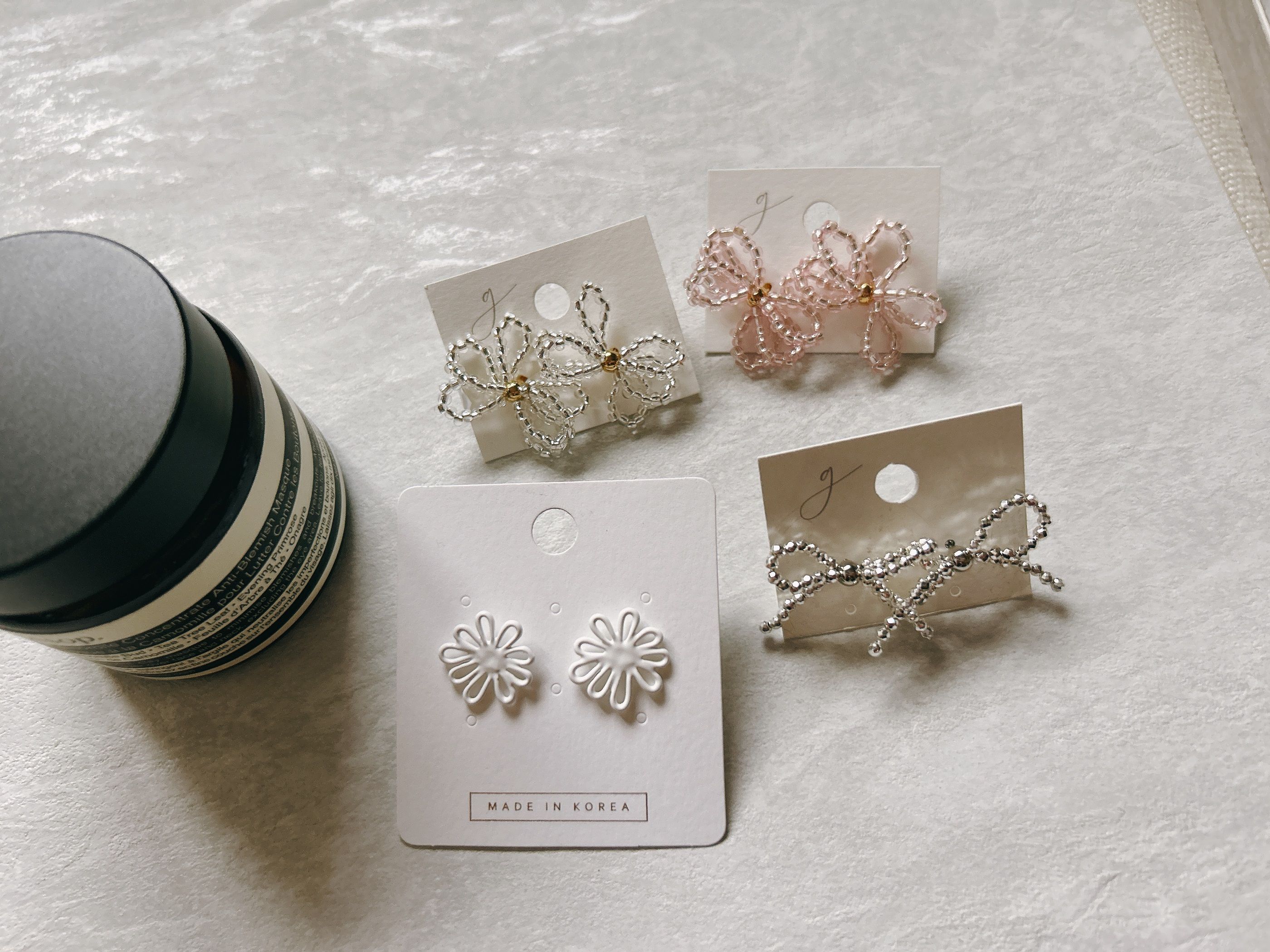 ＂韓國＂ 花花蝴蝶結 耳環《Imprint Accessory 韓國飾品》
