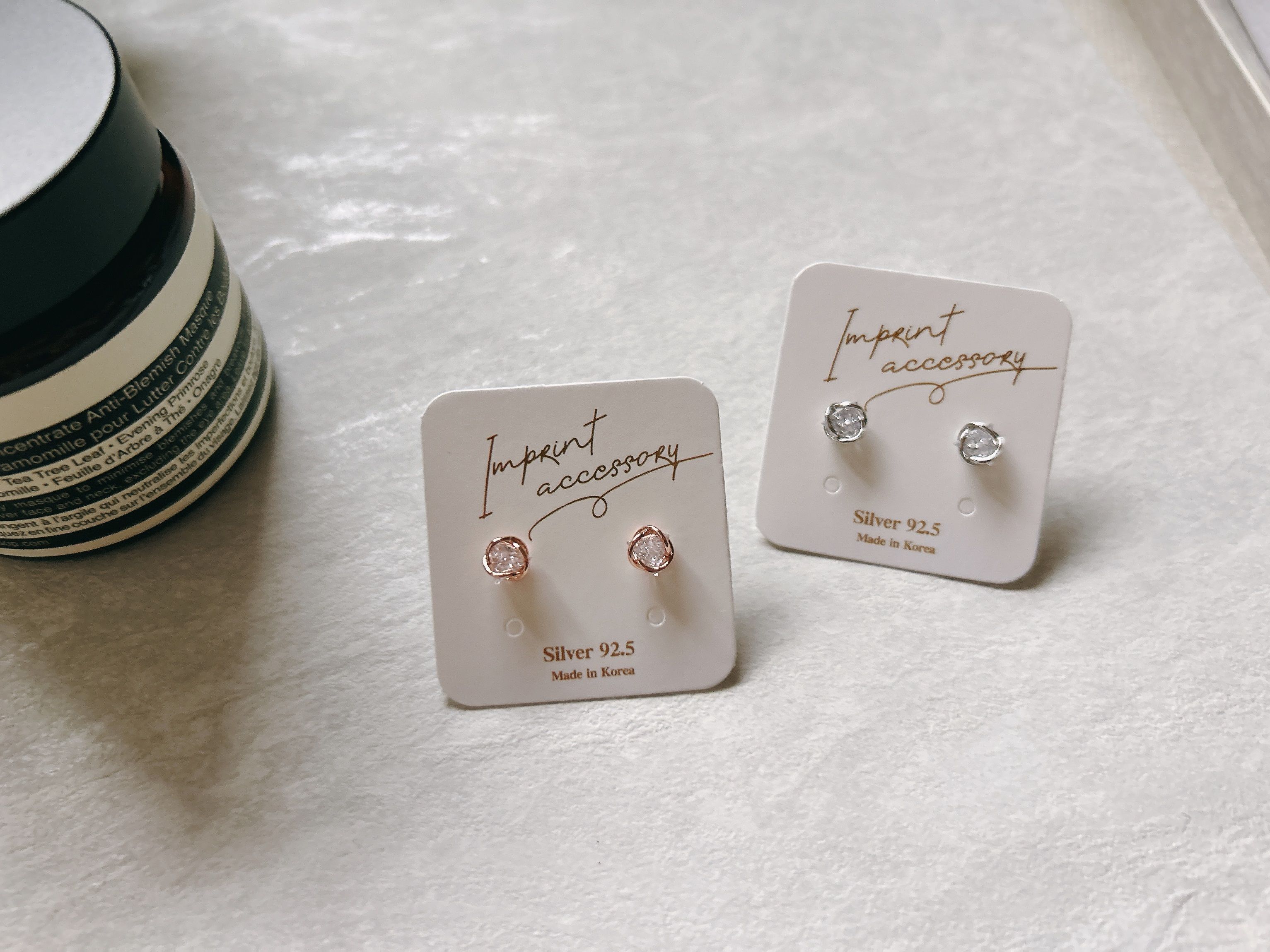 ＂現貨:韓國＂單鑽線條小鑽款 合金針 耳環《Imprint Accessory 韓國飾品》