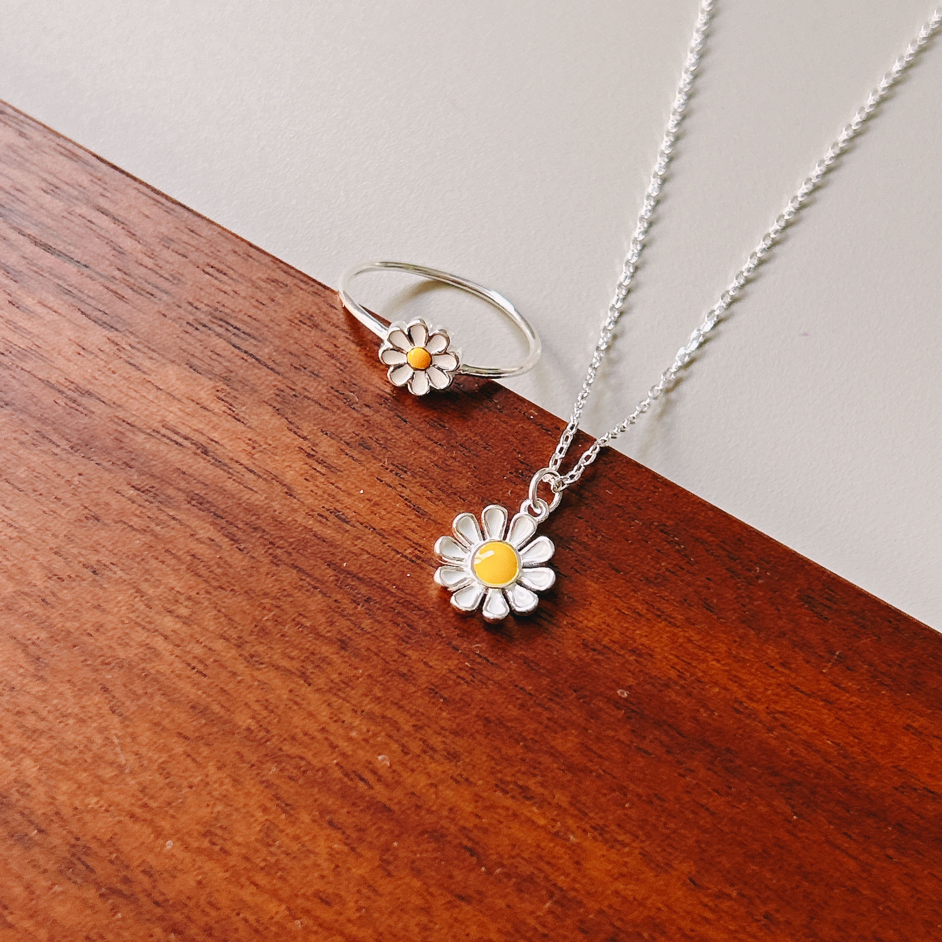 ＂韓國＂【925純銀項鍊戒指】純銀 花朵 雛菊  純銀項鍊 純銀戒指《Imprint Accessory韓國飾品》