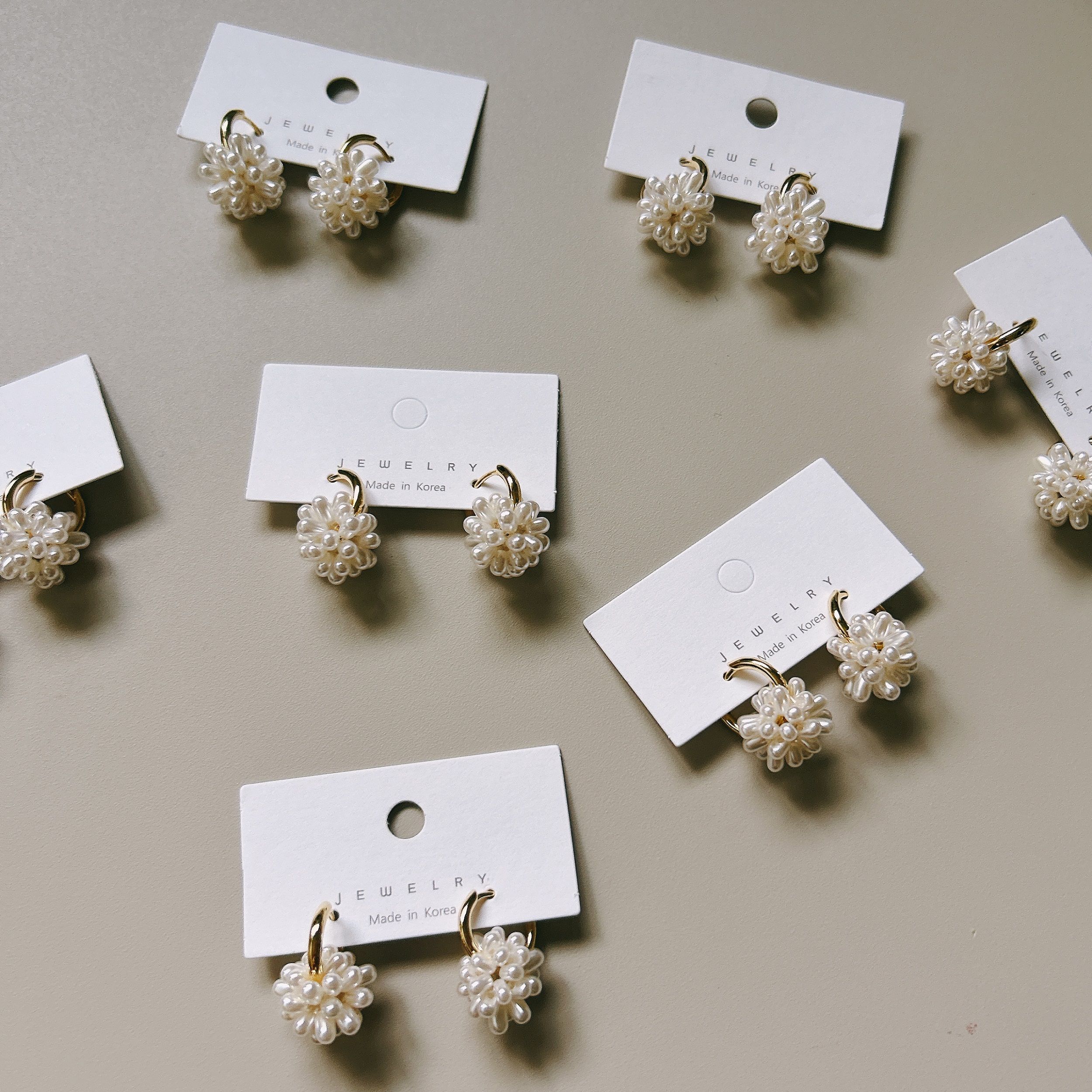 ＂現貨:韓國＂ 珍珠花球 花朵造型 易扣式 耳環《Imprint Accessory 韓國飾品》