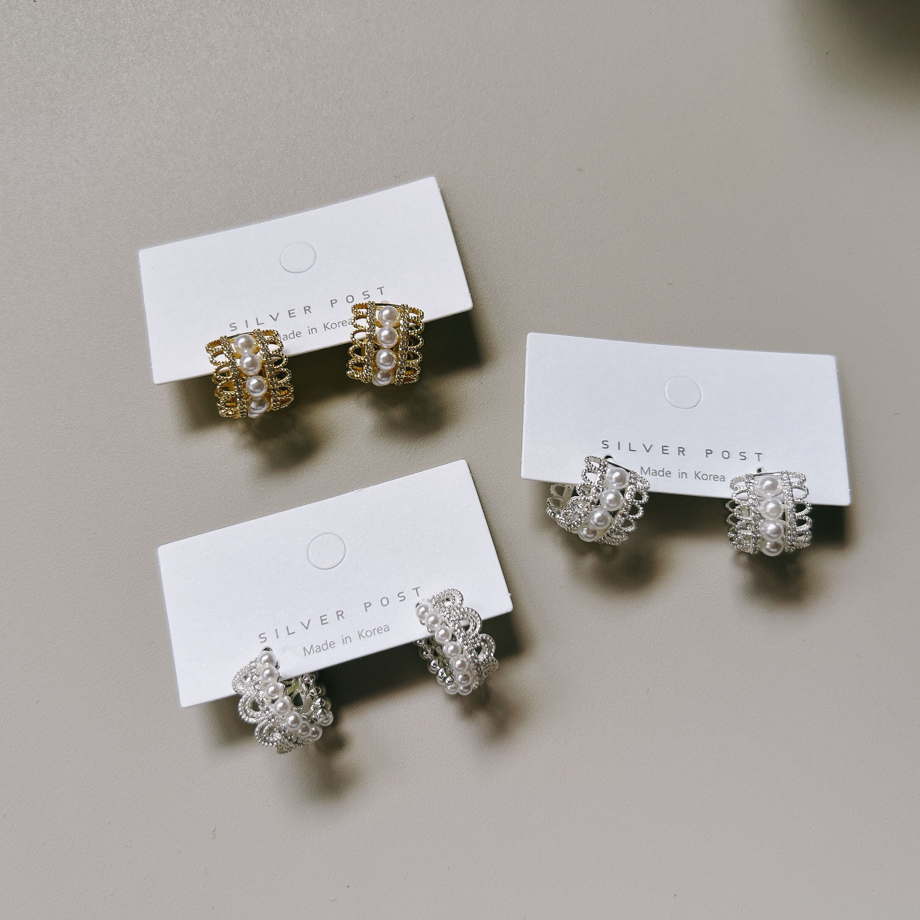 ＂韓國＂  蕾絲造型珍珠點綴款 易扣型 耳環《Imprint Accessory 韓國飾品》