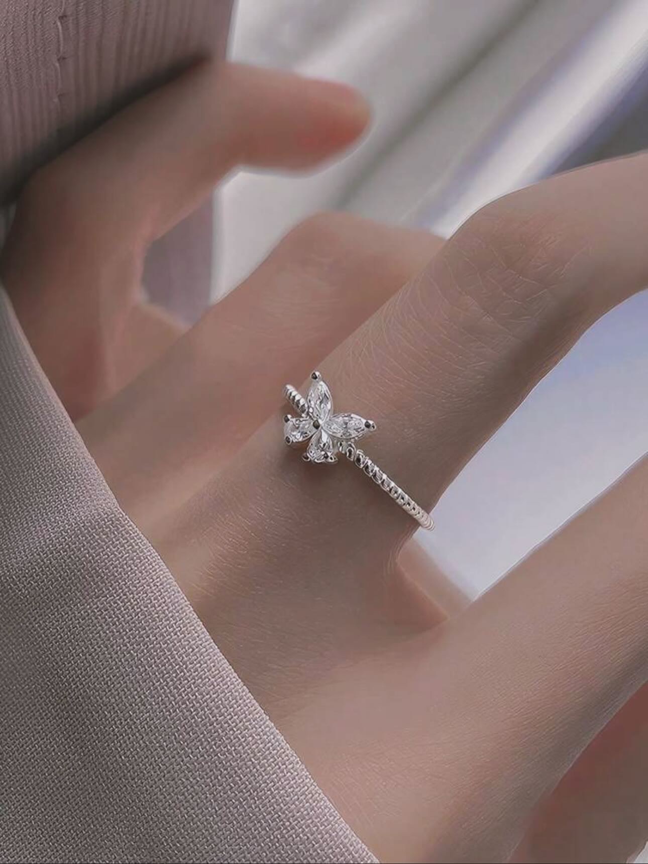 預購✨純銀蝴蝶碎鑽戒指