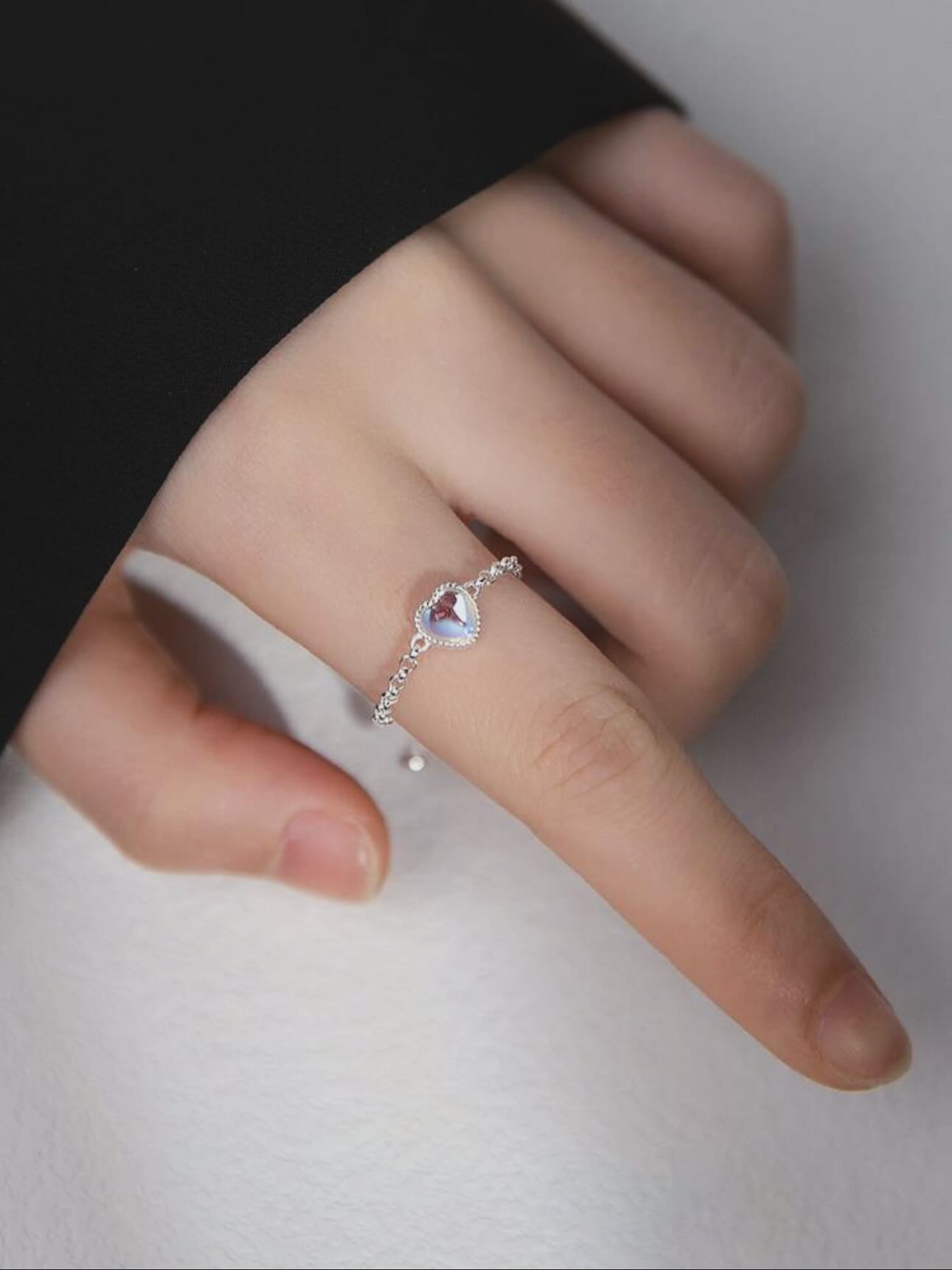 預購✨純銀愛心細鍊戒指