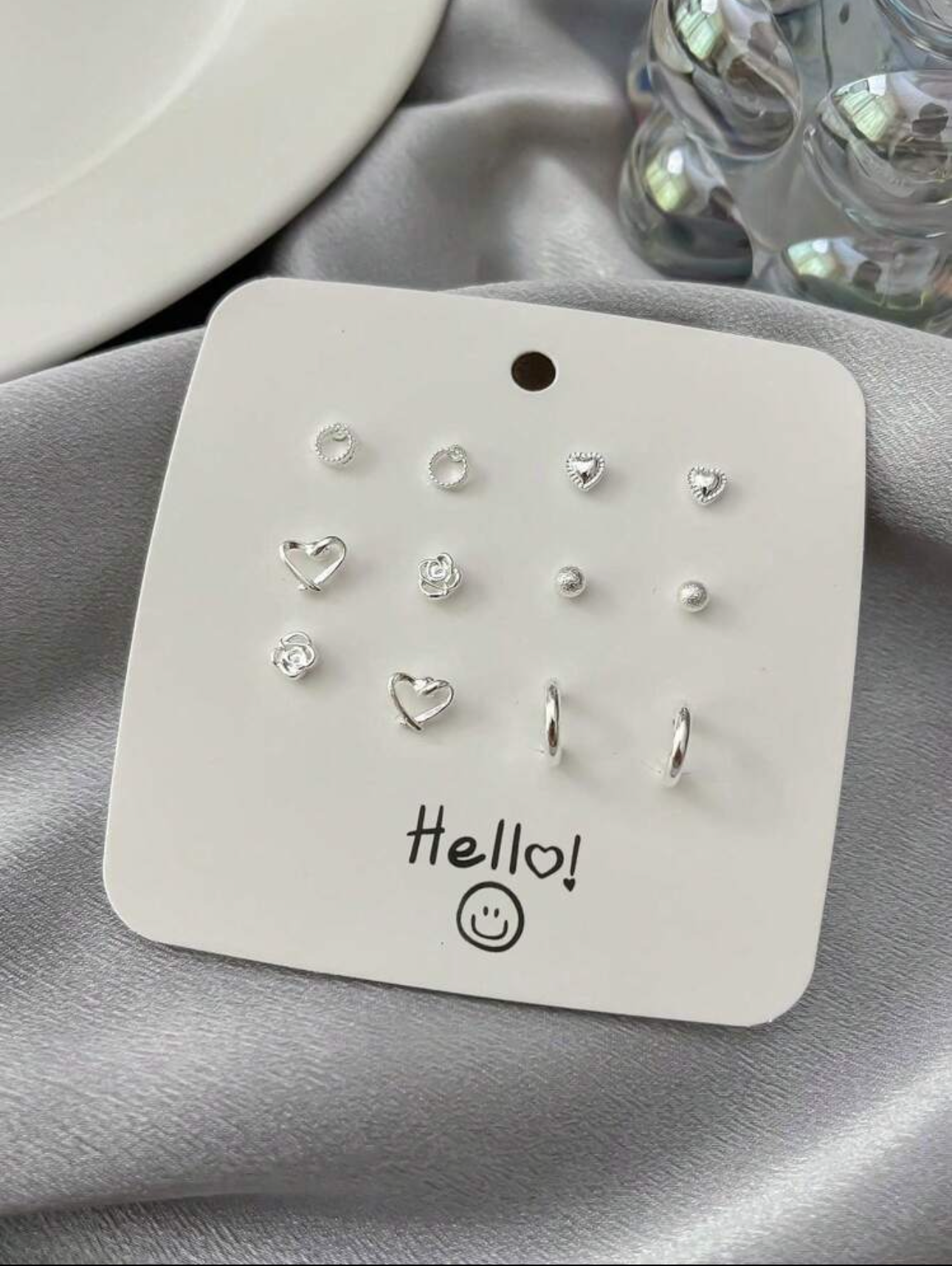 預購✨小花愛心/碎銀愛心耳釘套組