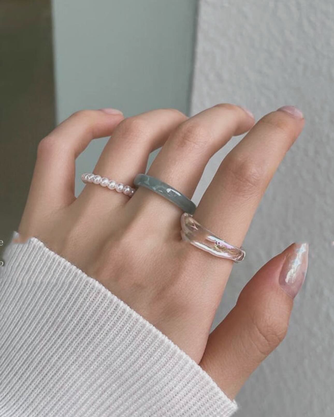 預購✨珍珠樹脂戒指套組（三入）