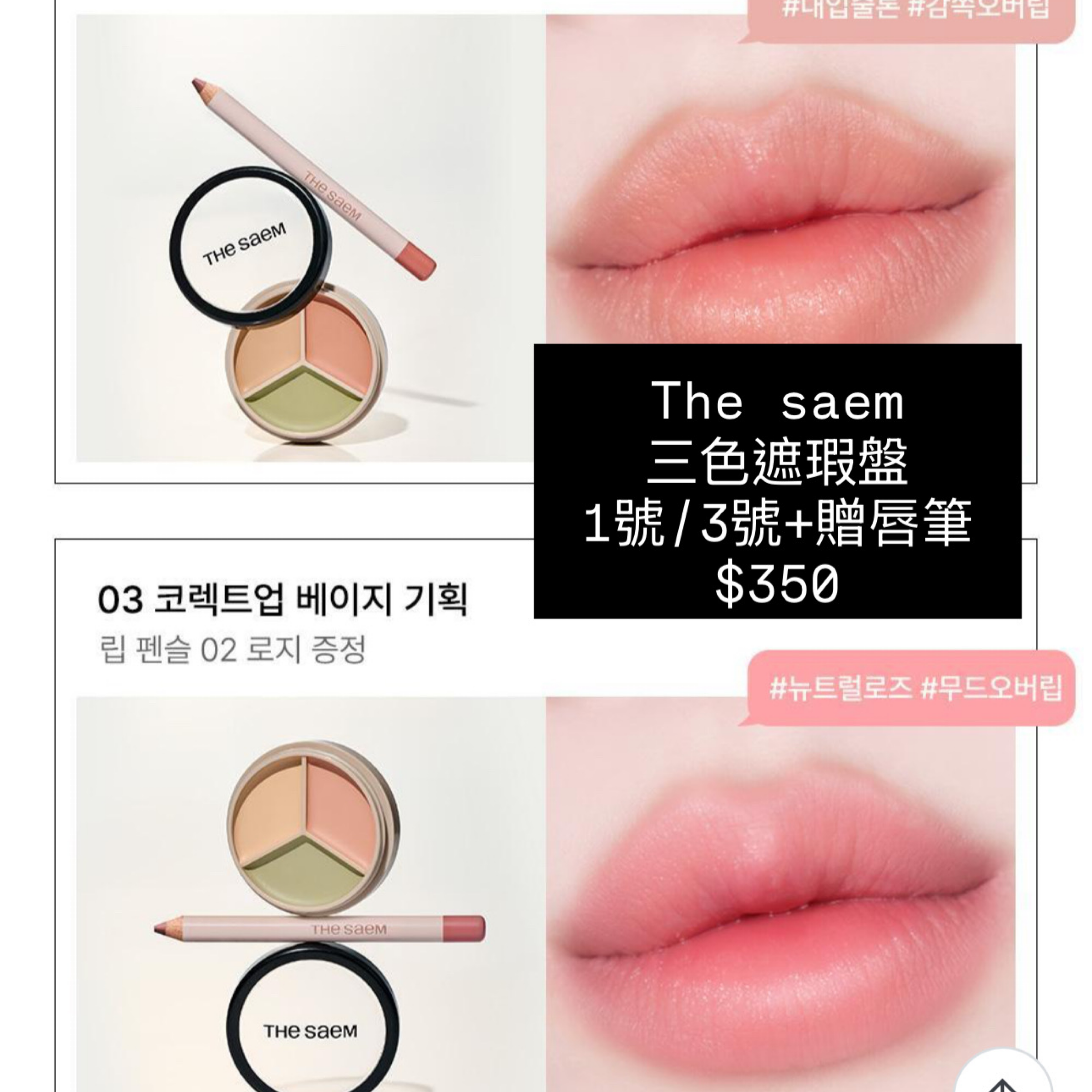 The saem 三色遮瑕盤套組
