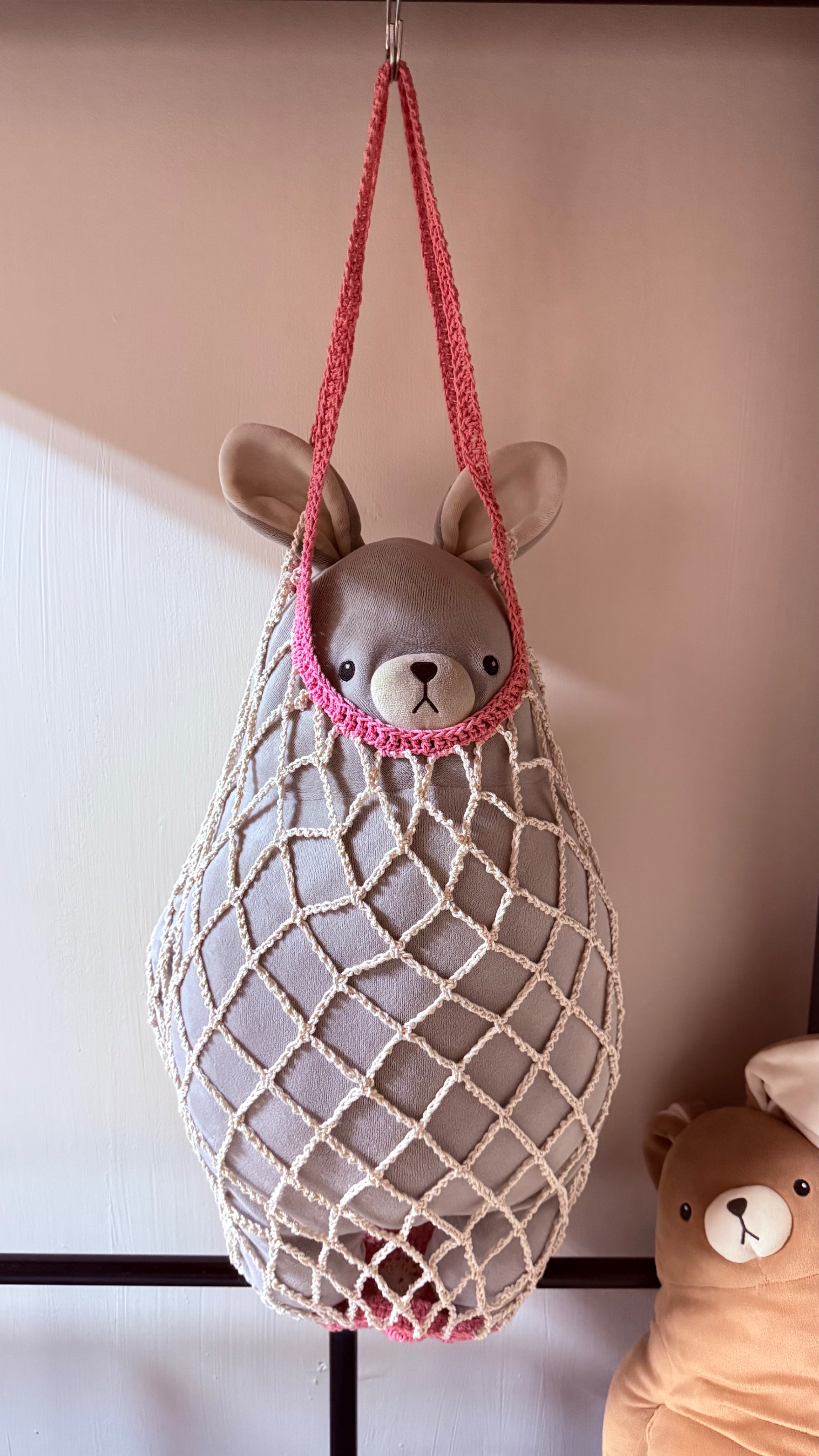 超級口愛ㄉ粉花網格袋（可收納）