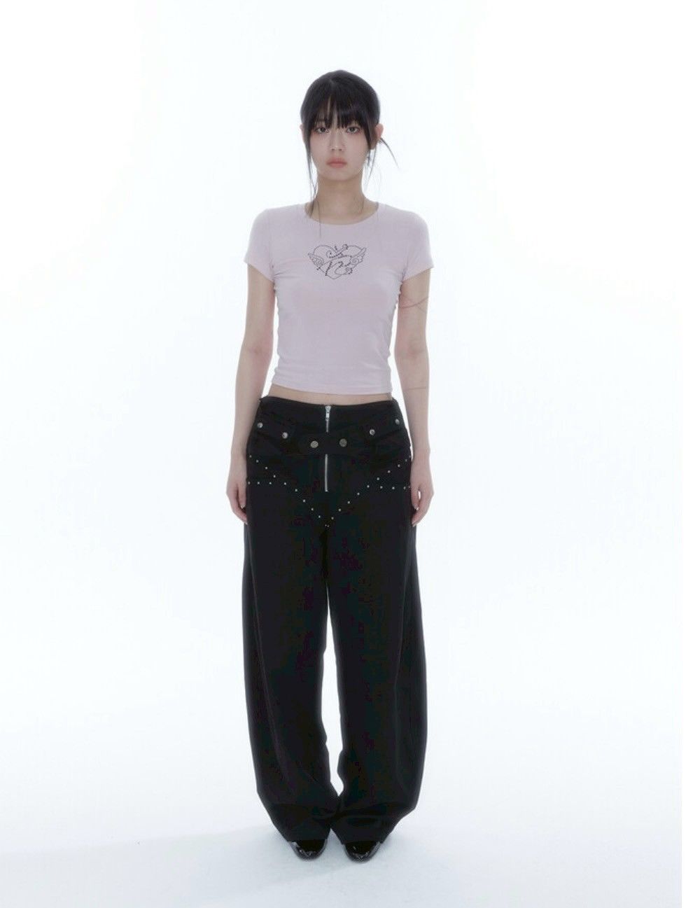 Belt Rivet Oval Pants（三色）