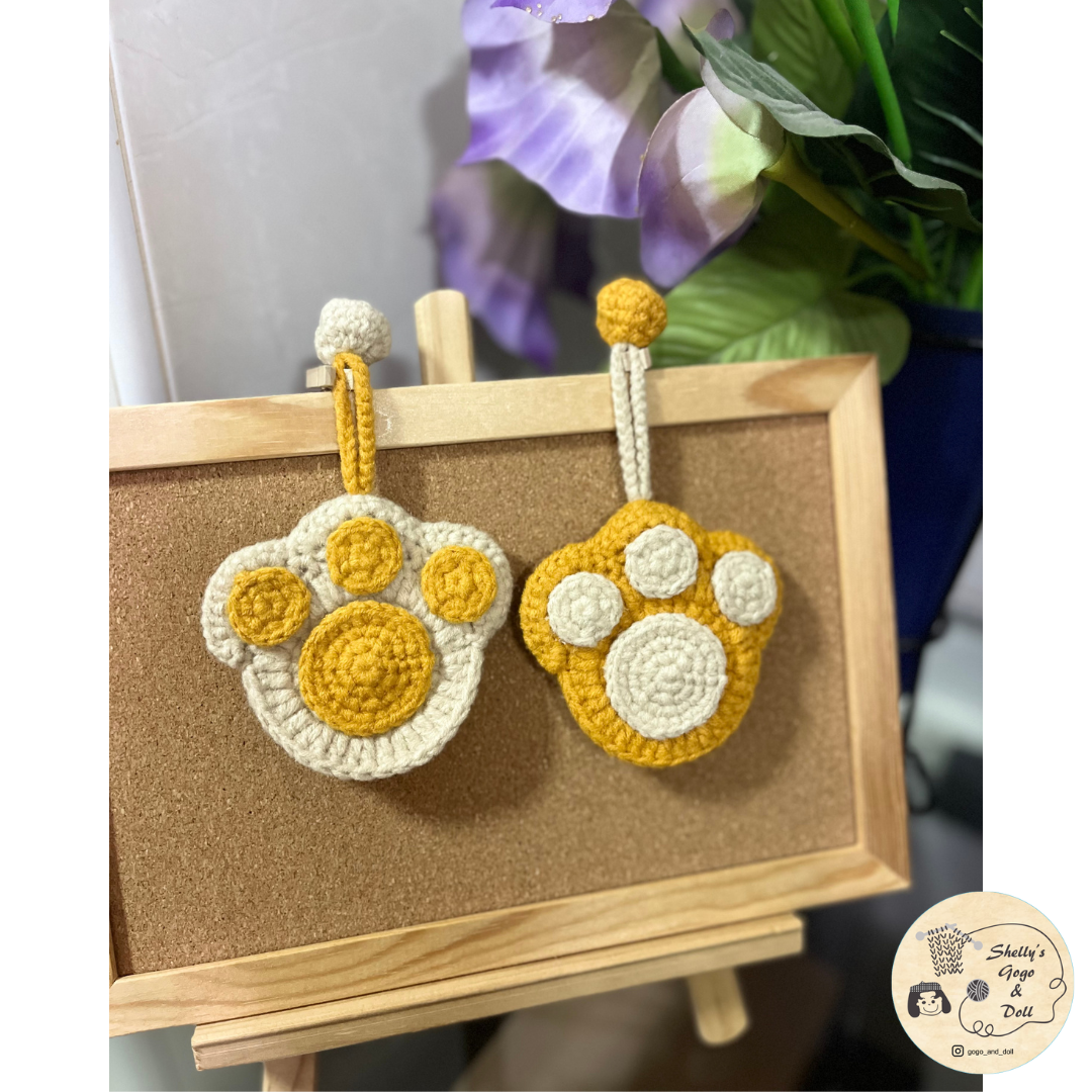 手作 毛線 鑰匙包 貓爪 肉蹼 肉球