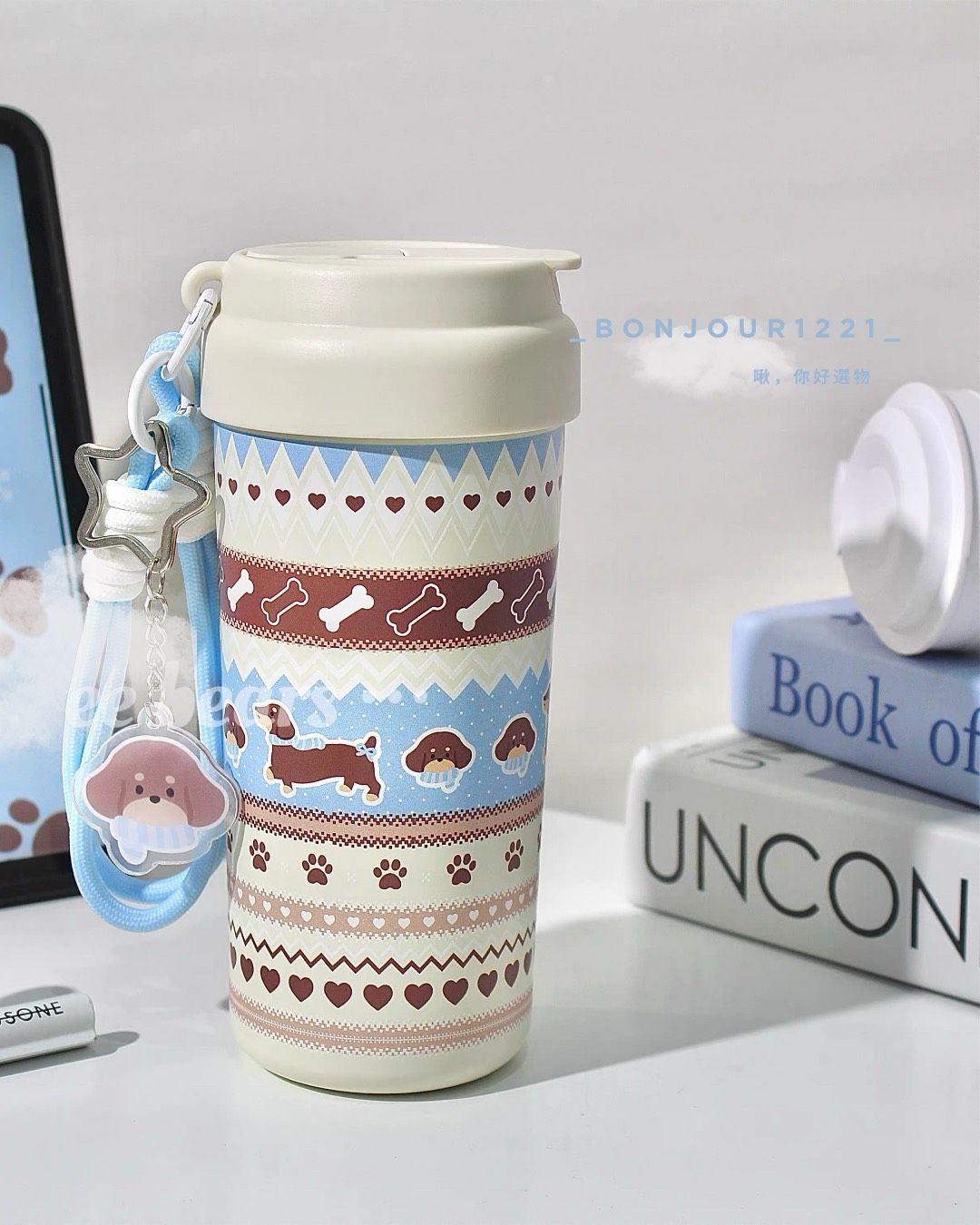 原創費爾島臘腸狗陶瓷內膽保溫瓶