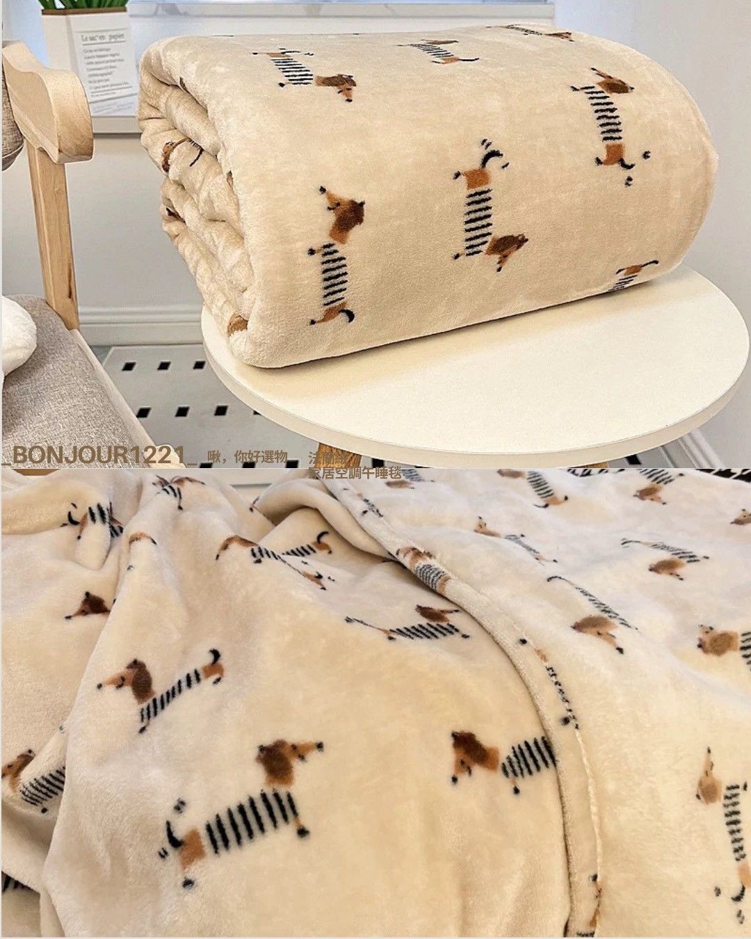 Dachshund 臘腸狗法蘭絨沙發空調午睡毯