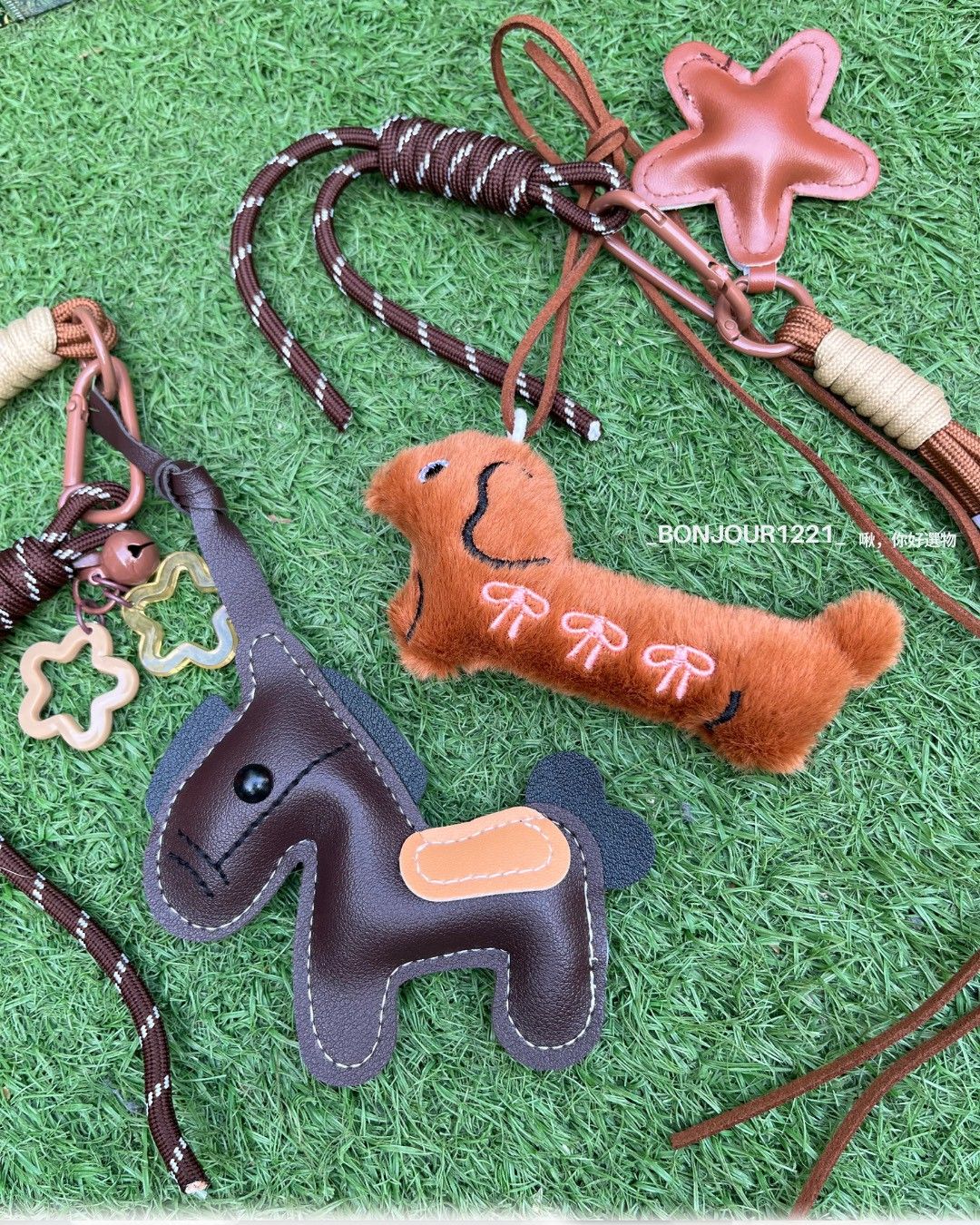 可愛狗狗 / 小馬 手工編繩掛飾鑰匙扣