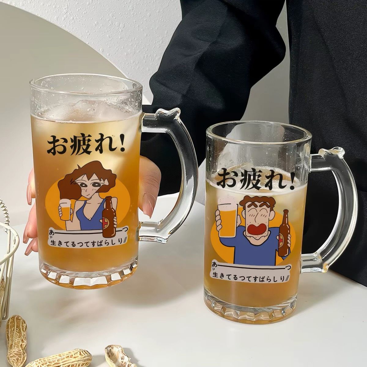 小新一家夏日大容量玻璃啤酒杯