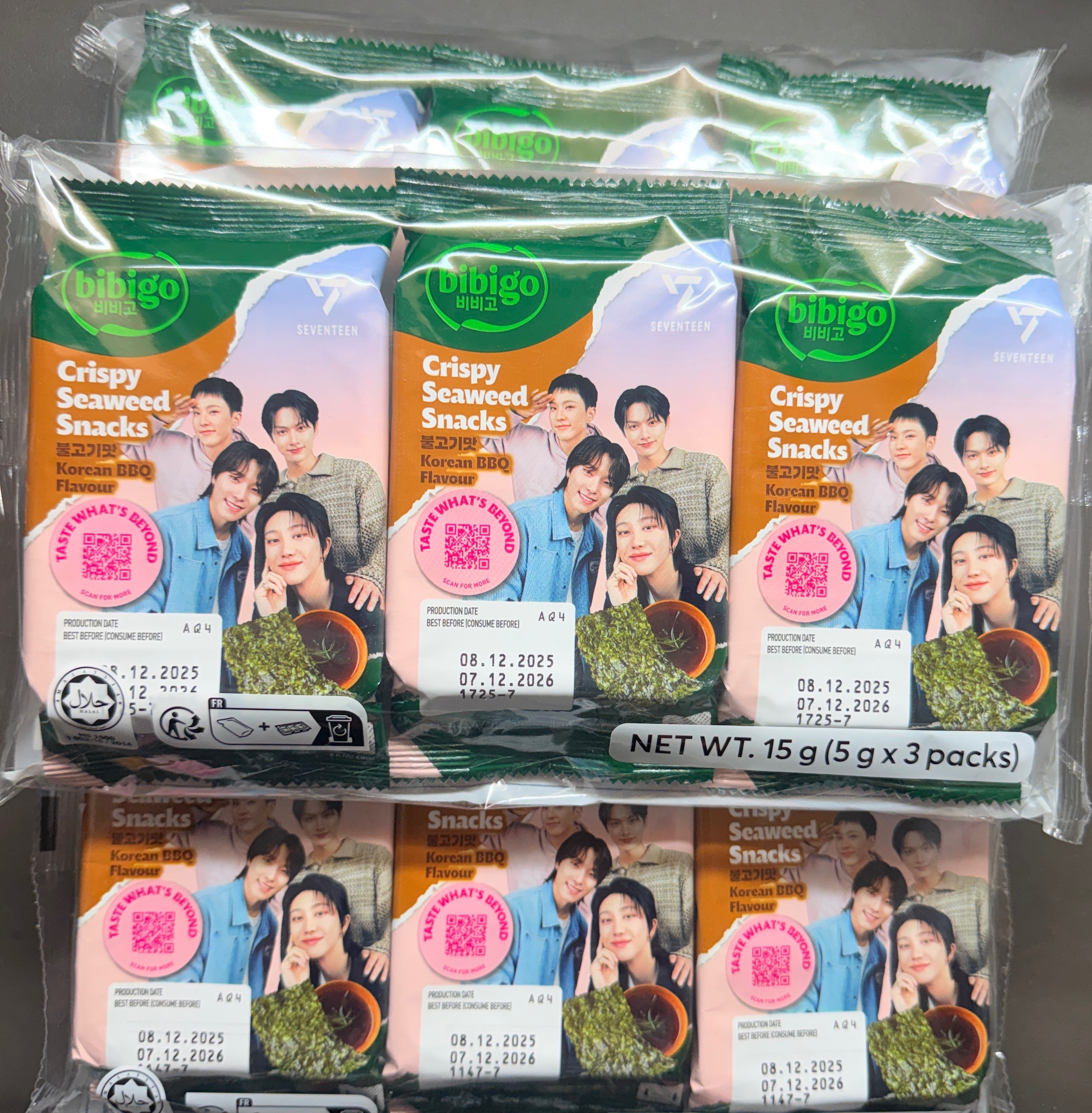 Bibigo 聯名海苔 表演隊 燒烤口味 一條三入組