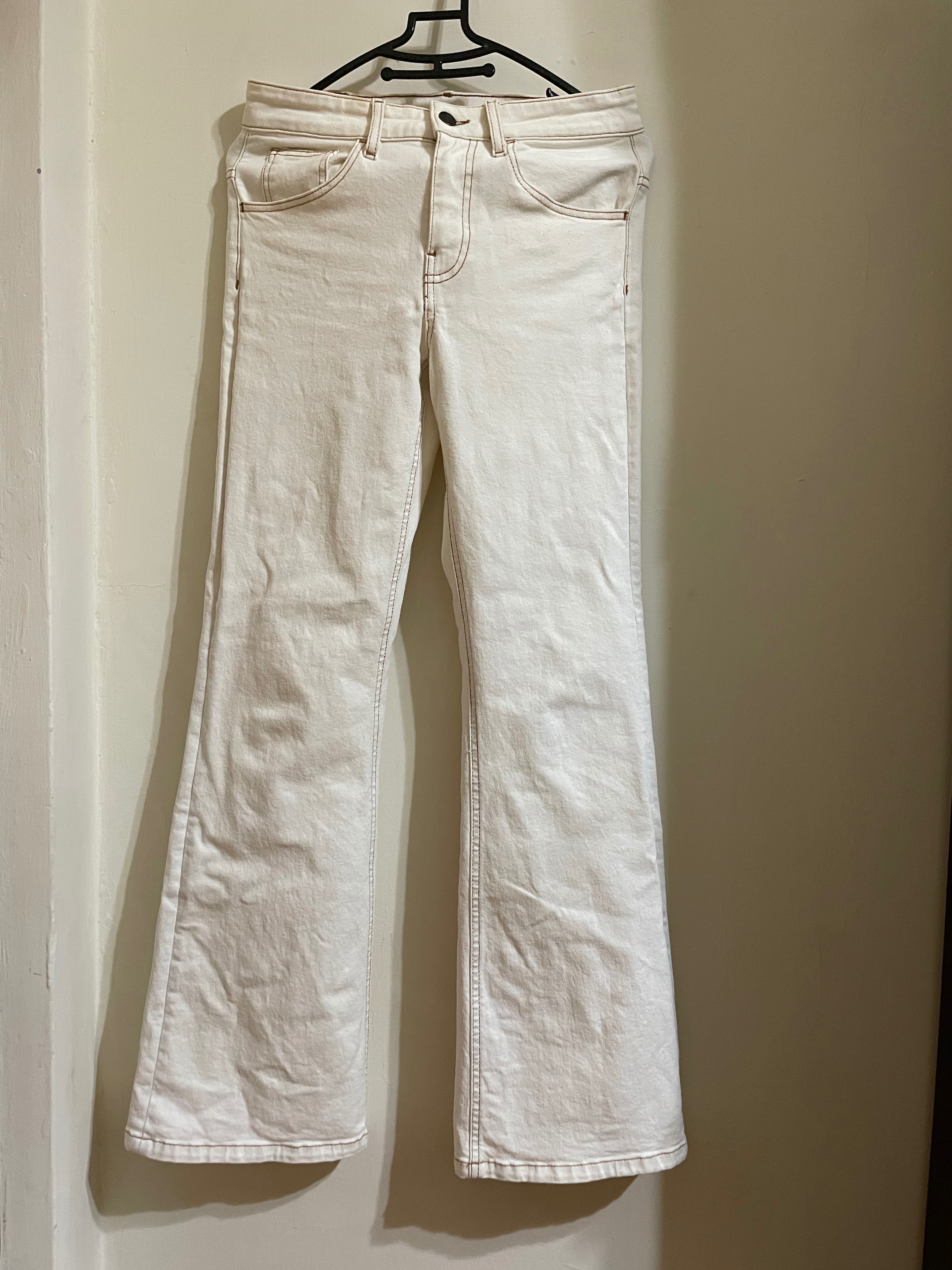 Zara 白色 喇叭褲 牛仔褲 xs號
