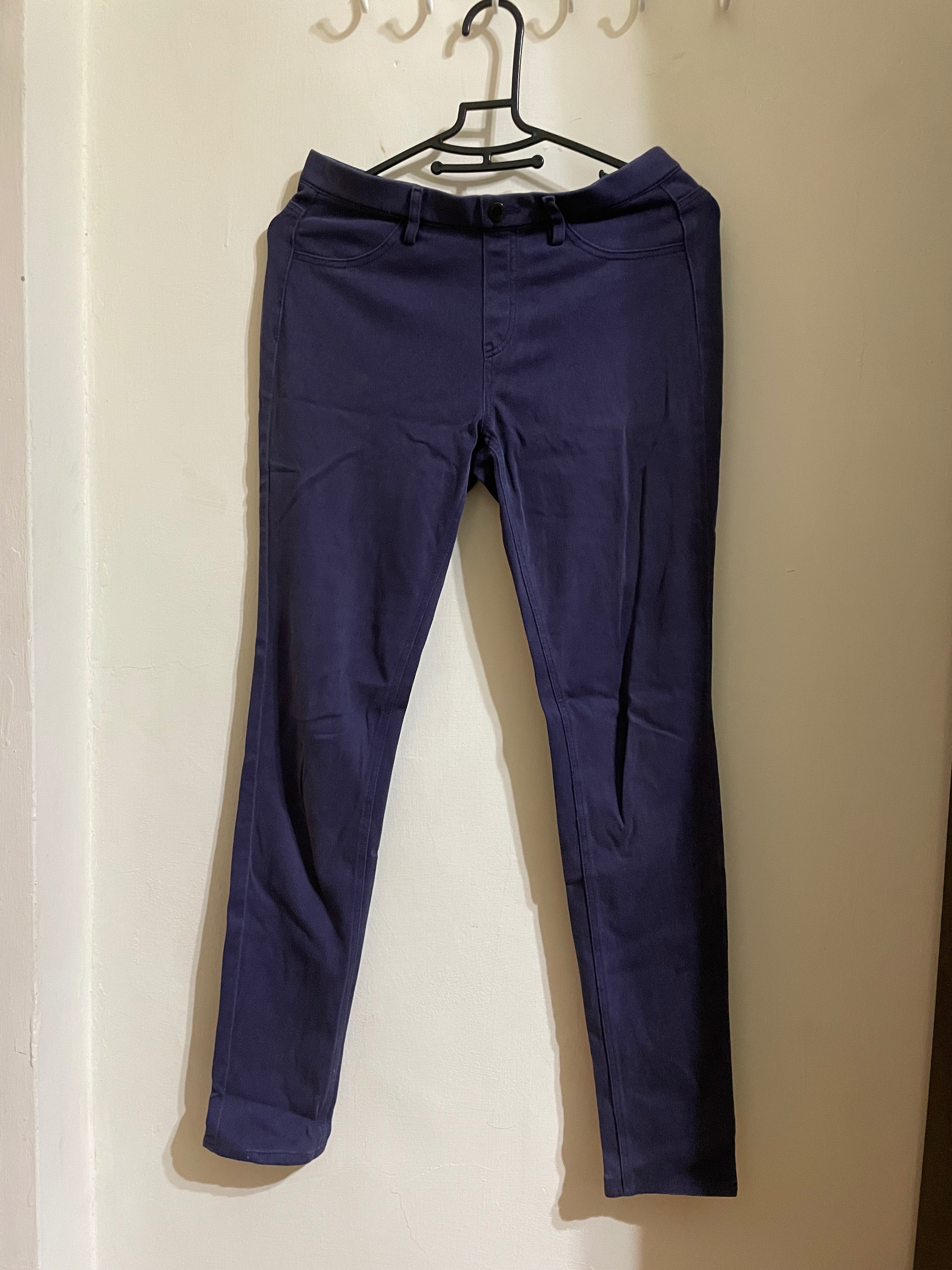 uniqlo 藍色 窄管 彈性 緊身褲 中腰 牛仔褲