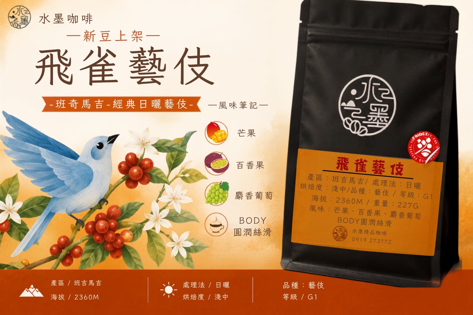 衣索比亞 🇪🇹飛雀藝伎 G1 日曬
