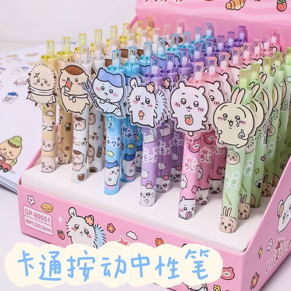 吉伊卡哇 高顏值0.5中性筆 原子筆 可愛卡通原子筆 黑色原子筆 可愛貼片按動筆