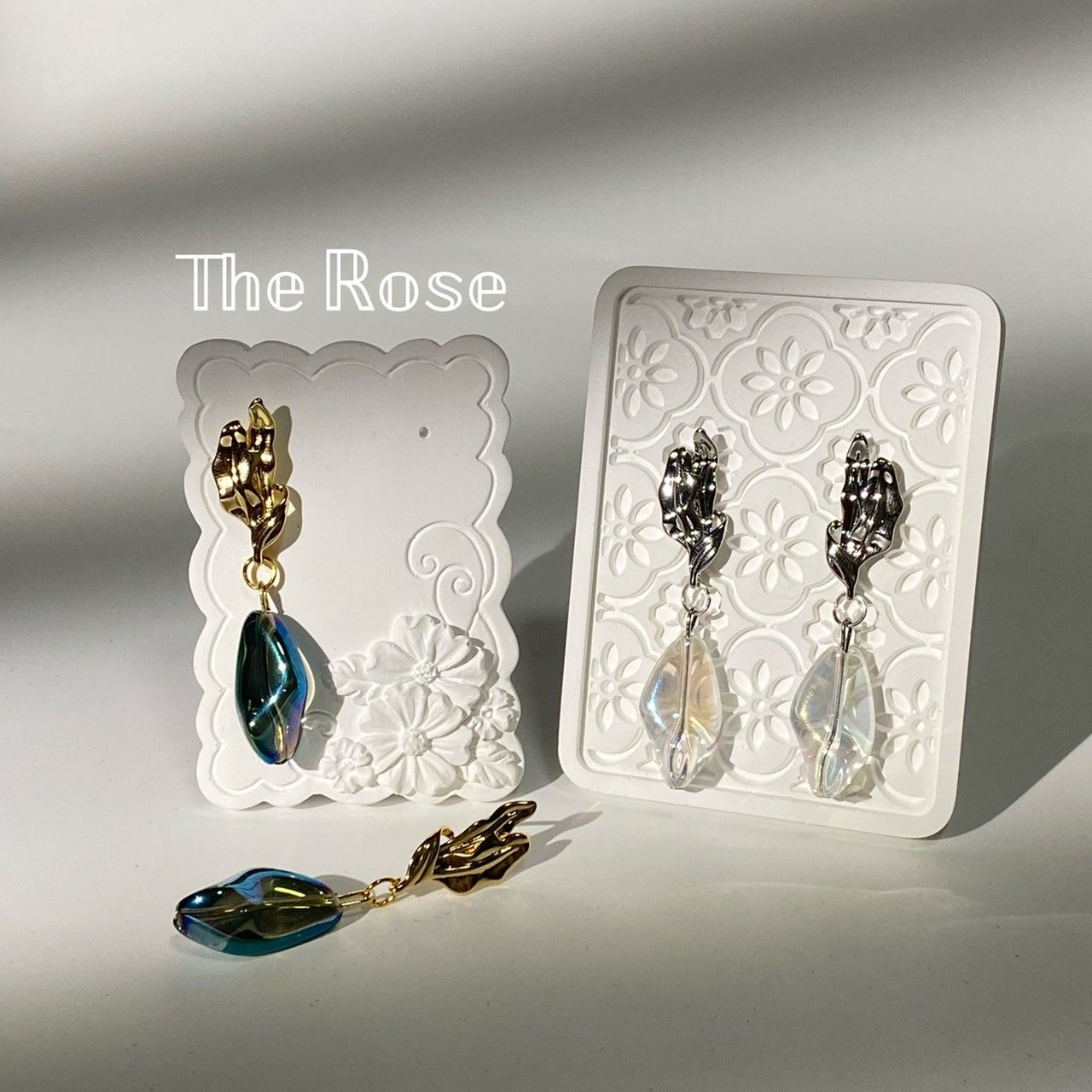 『惻隱』原創耳環  The Rose幻彩玻璃蝴蝶羽翼耳環 鍍14k金輕奢 手作飾品  小眾時尚  E0122
