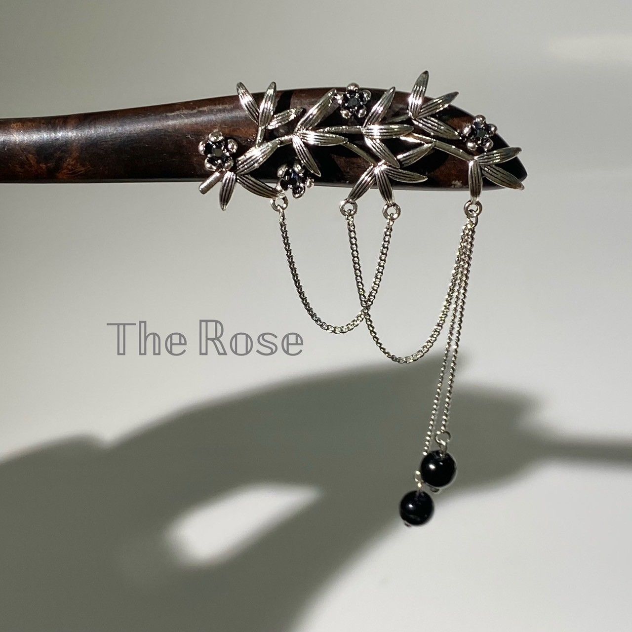 『陌影』髮簪 新中式黑檀木枝幹花朵流蘇髮簪 黑蓮花風格 改良髮簪 H0061 實拍賣家