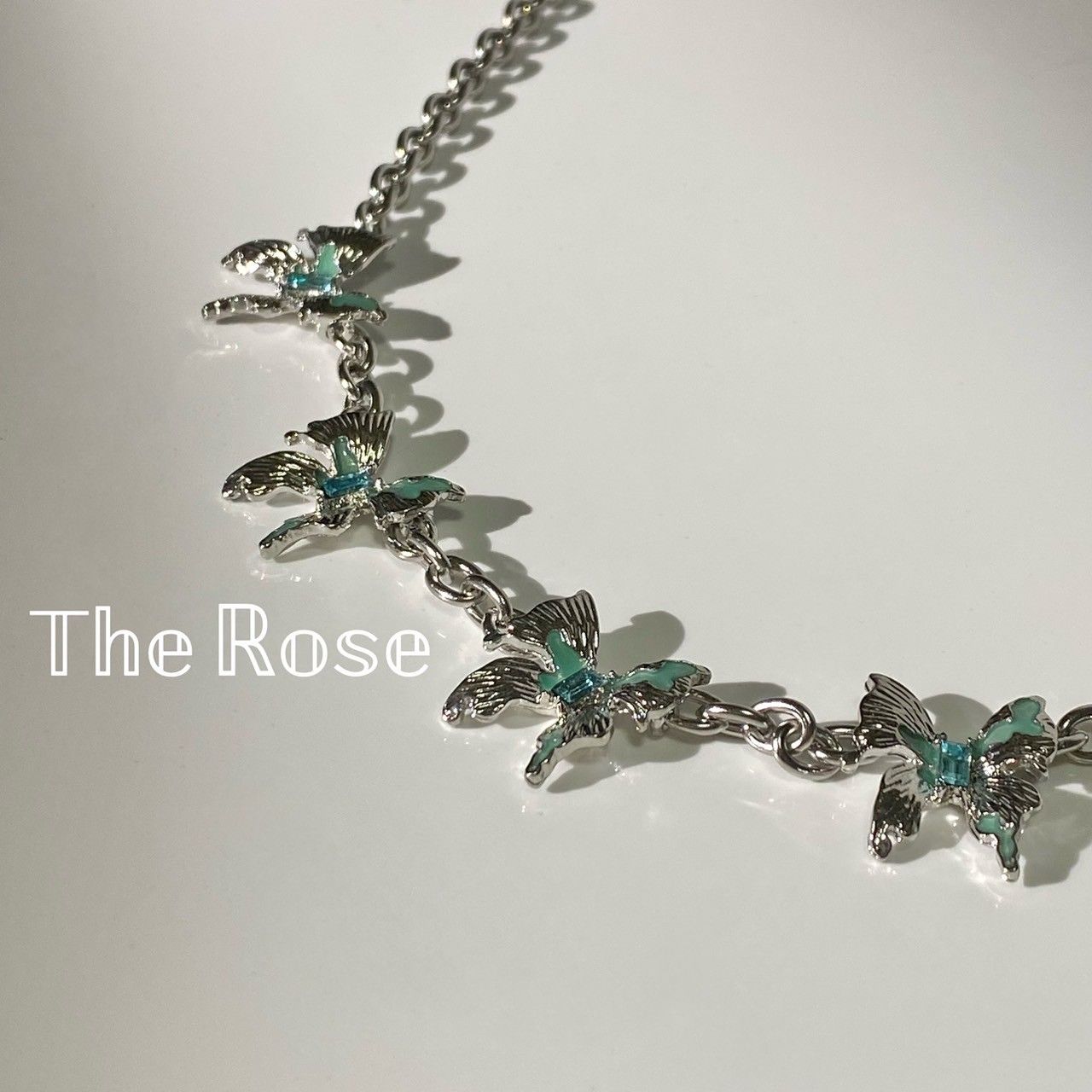 『蝶殞』項鍊 高級感空谷幽碟合金滴釉鋼鈦鎖骨鏈 鋼鈦項練  蝴蝶項鍊 N0049