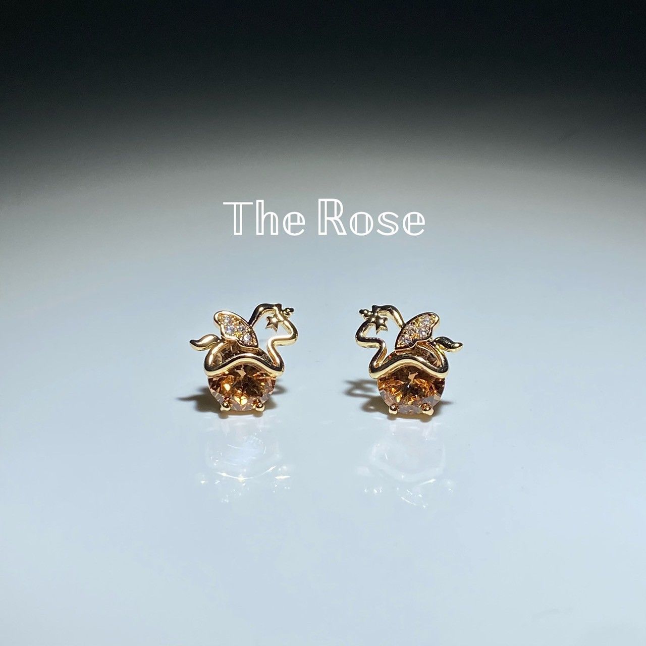 『送喜』耳環 輕奢感貴氣金色小飛馬鋯石耳環  夢幻小馬耳環 橘色耳環 E0157 實拍賣家