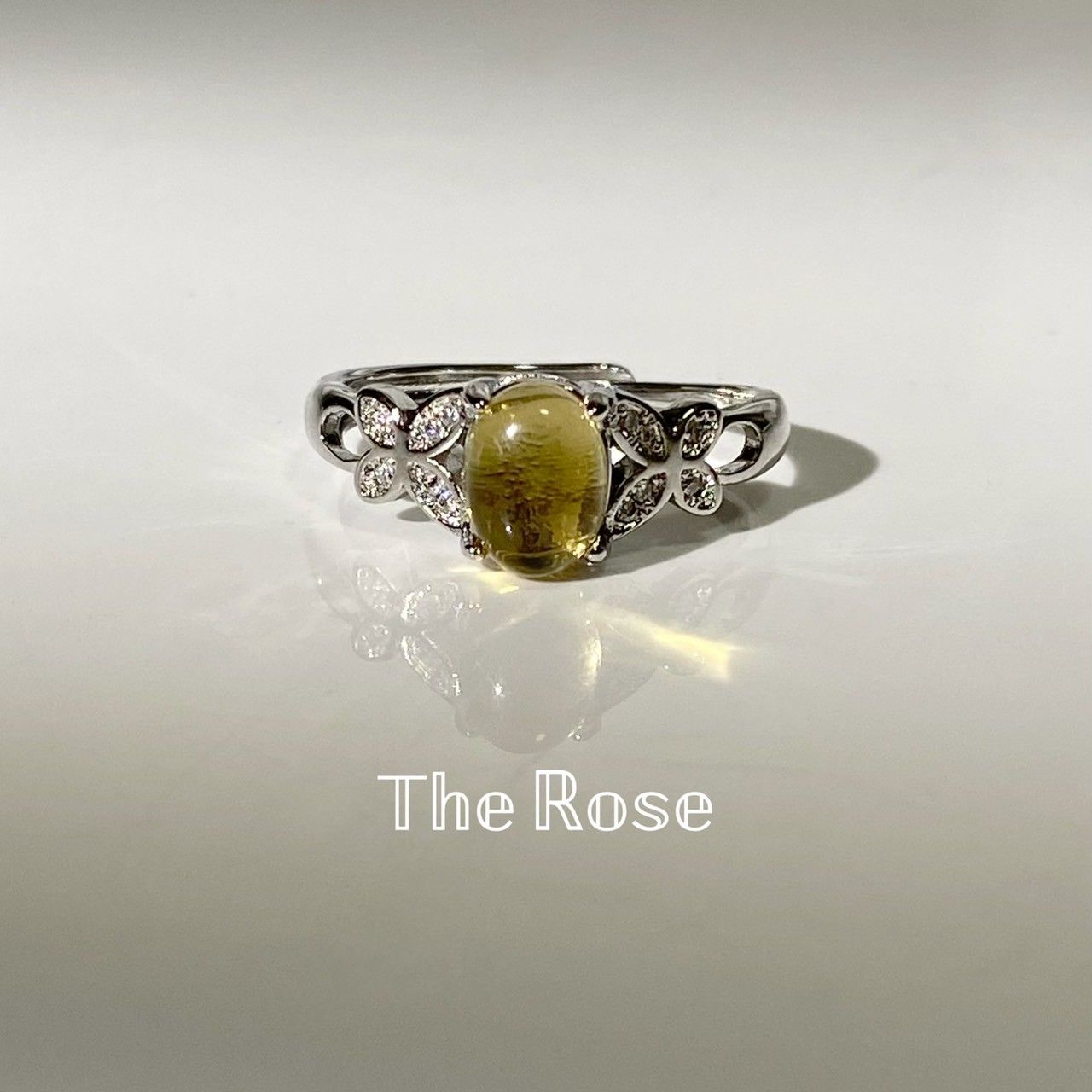 『錦時』戒指 好事成雙蝴蝶黃水晶戒指 水晶微鑲鋯石銅鍍銀戒托 招財黃水晶 R0046實拍賣家