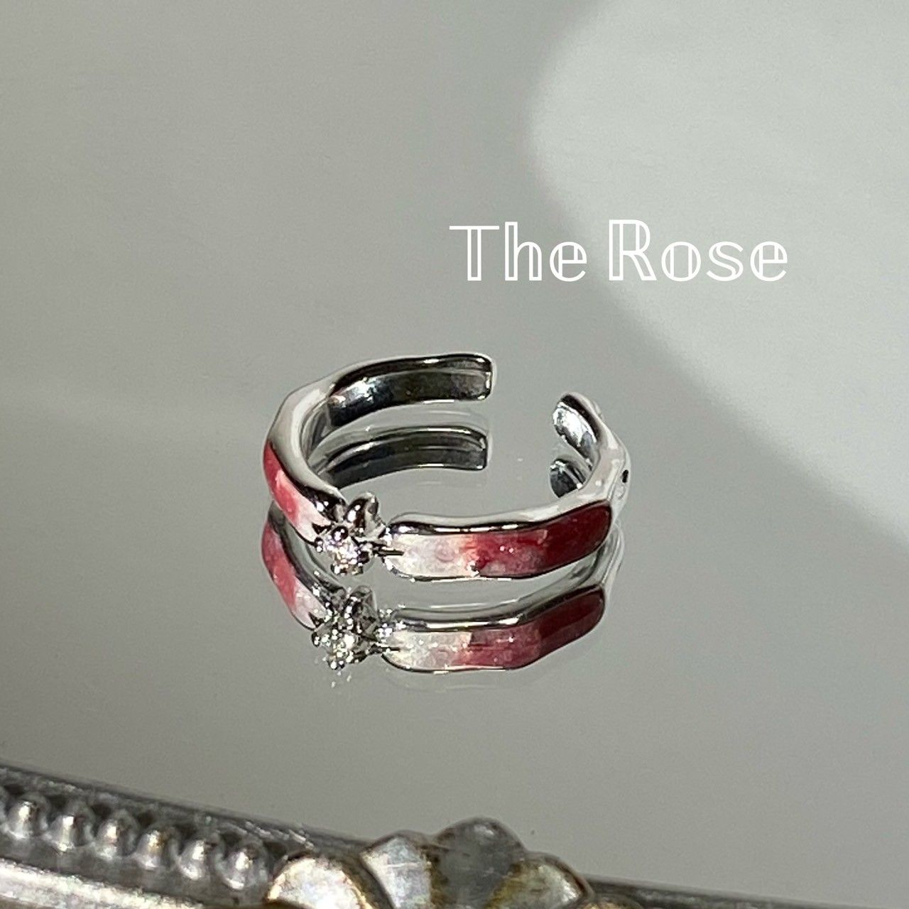 『暮色』戒指 高級感漸層星光滴釉星芒鋯石戒指 粉白漸層 星芒開口戒  R0049