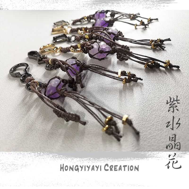 紫水晶花吊飾