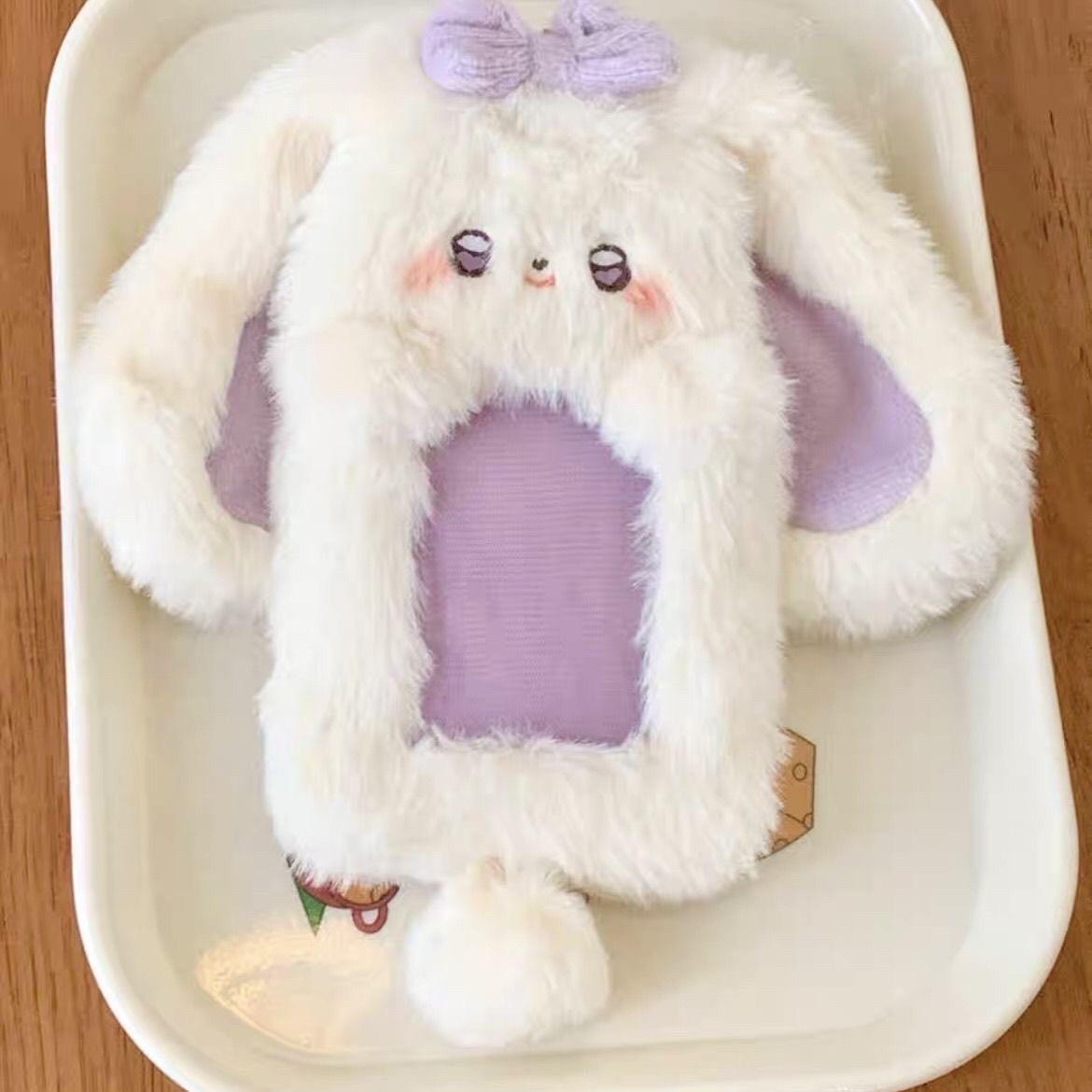 可愛毛絨小兔子卡套