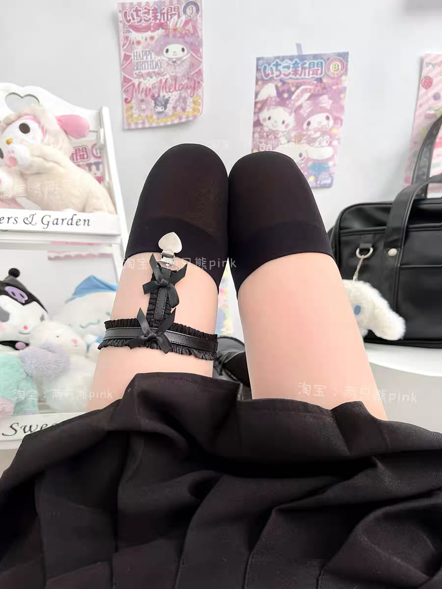 ［地雷系＆量產型］皮質蝴蝶結吊襪夾