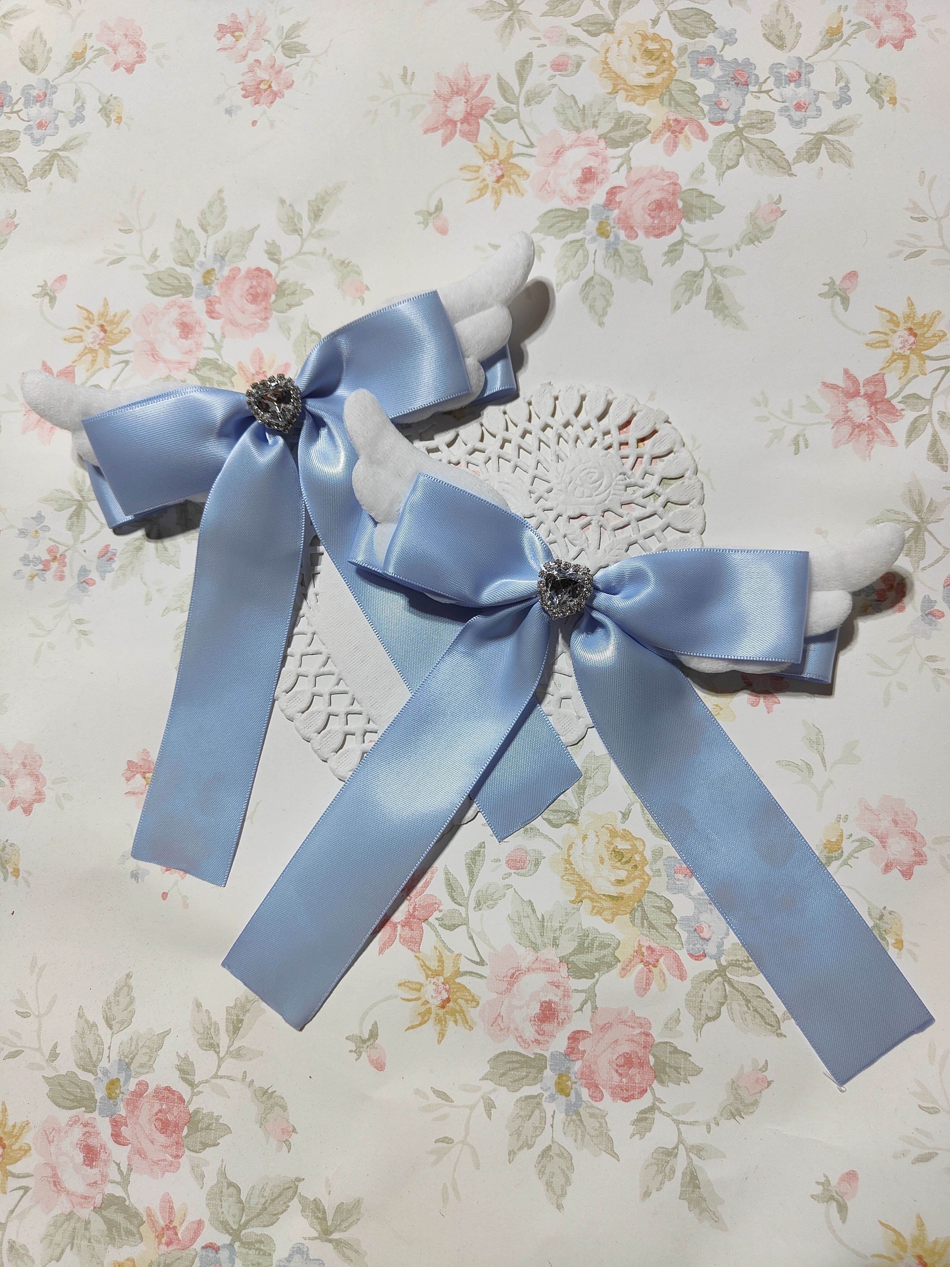 ［天使界隈］天使翅膀愛心水鑽蝴蝶結髮夾