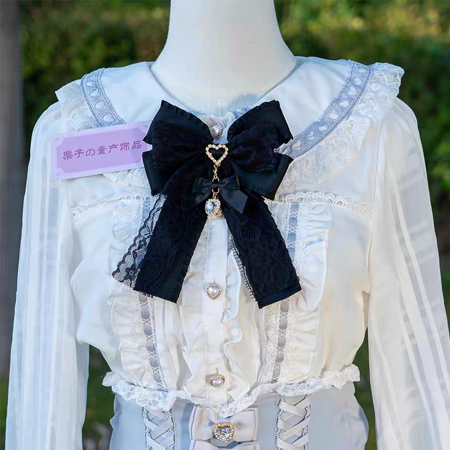 ［地雷系］大蝴蝶結彩鑽領結髮夾