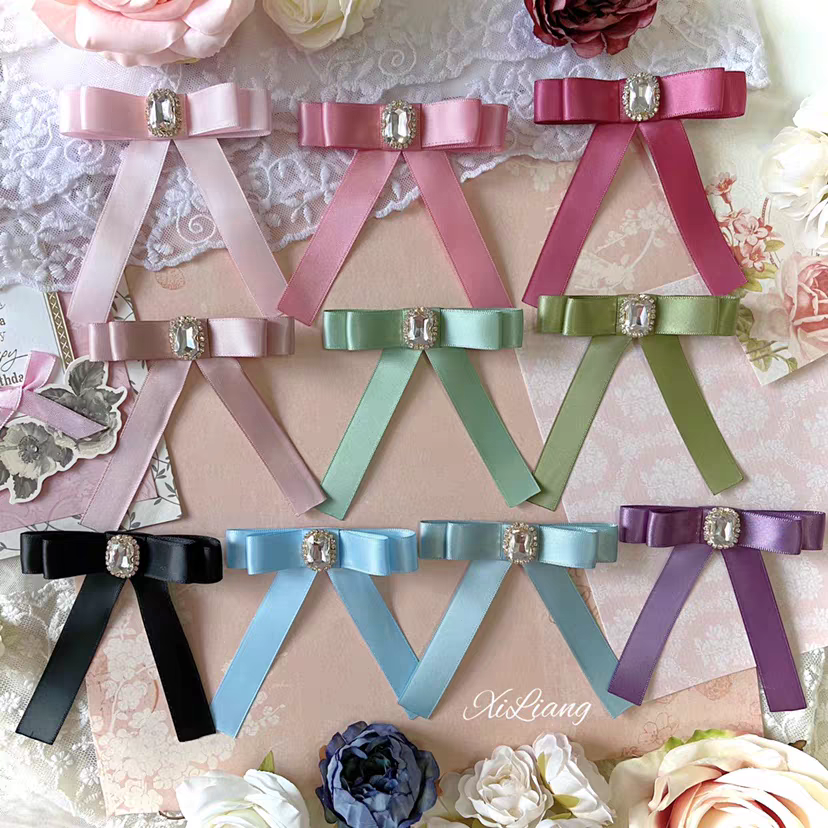 日系簡約蝴蝶結水鑽髮夾