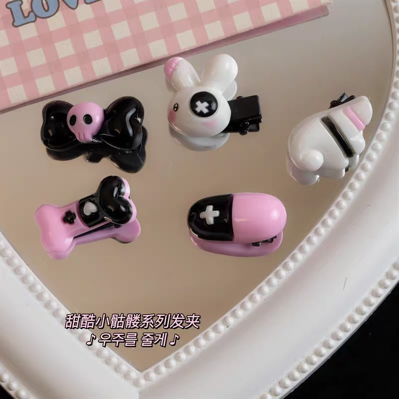 Y2k黑粉甜酷小髮夾