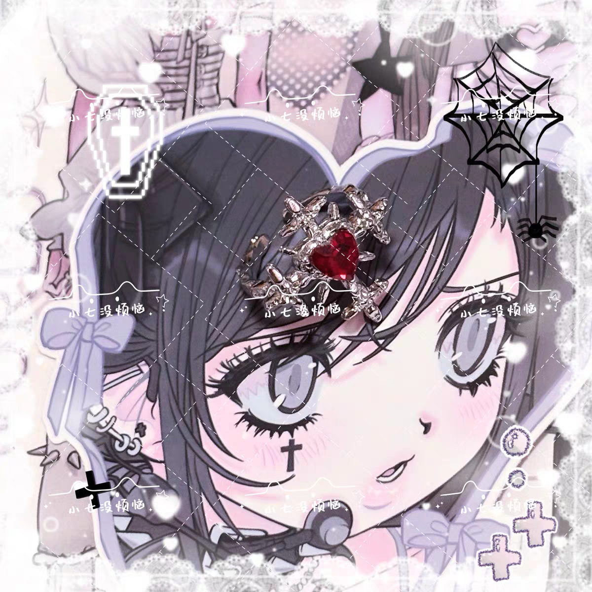 暗黑血族十字架開口可調節戒指