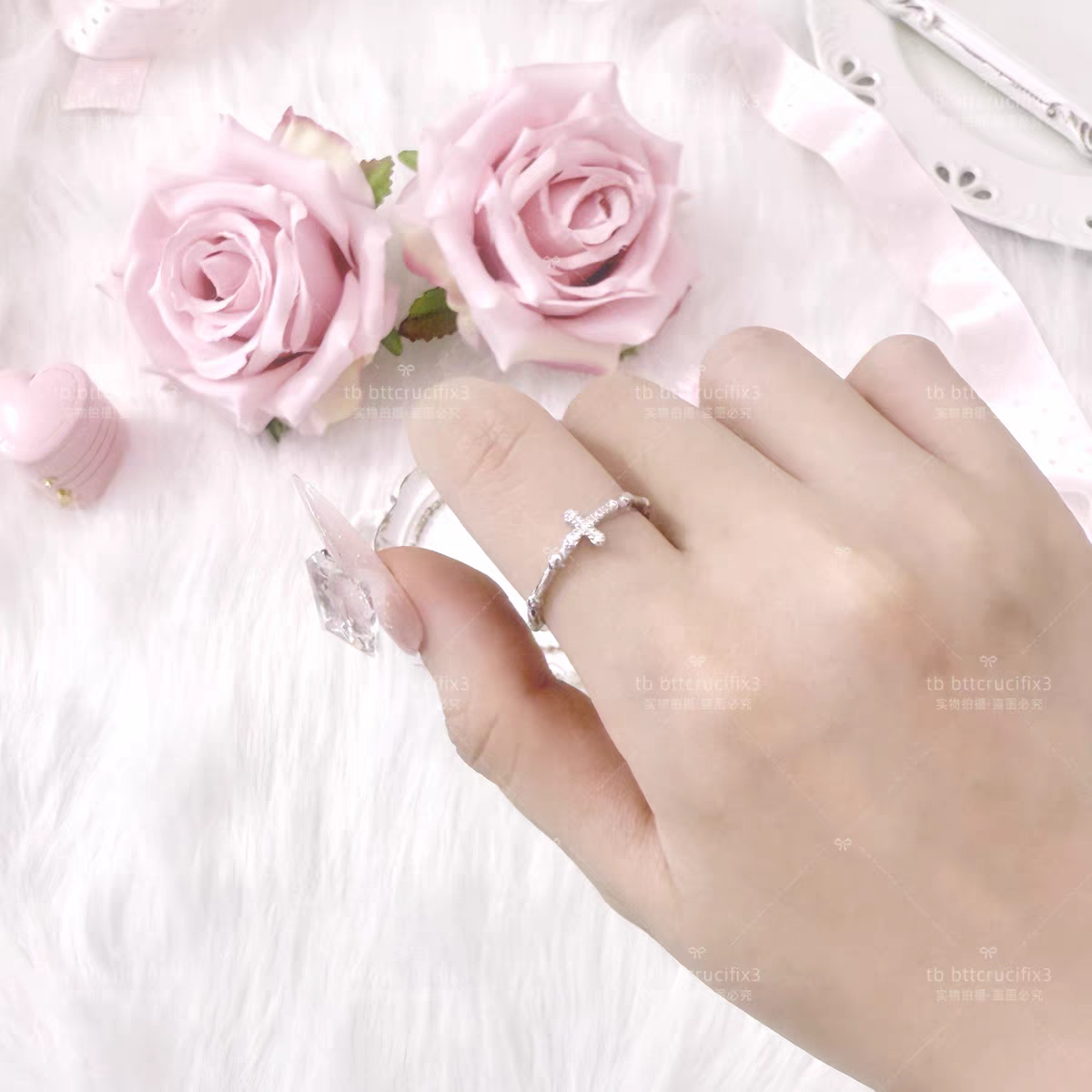 S925純銀十字可調節戒指