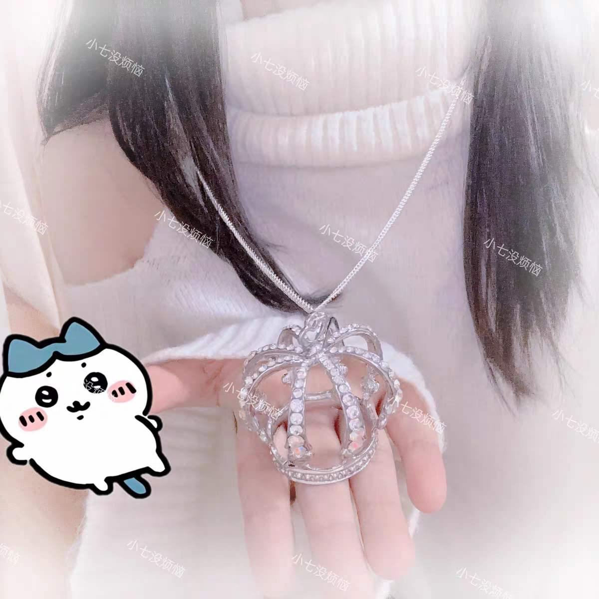 超大皇冠毛衣項鍊