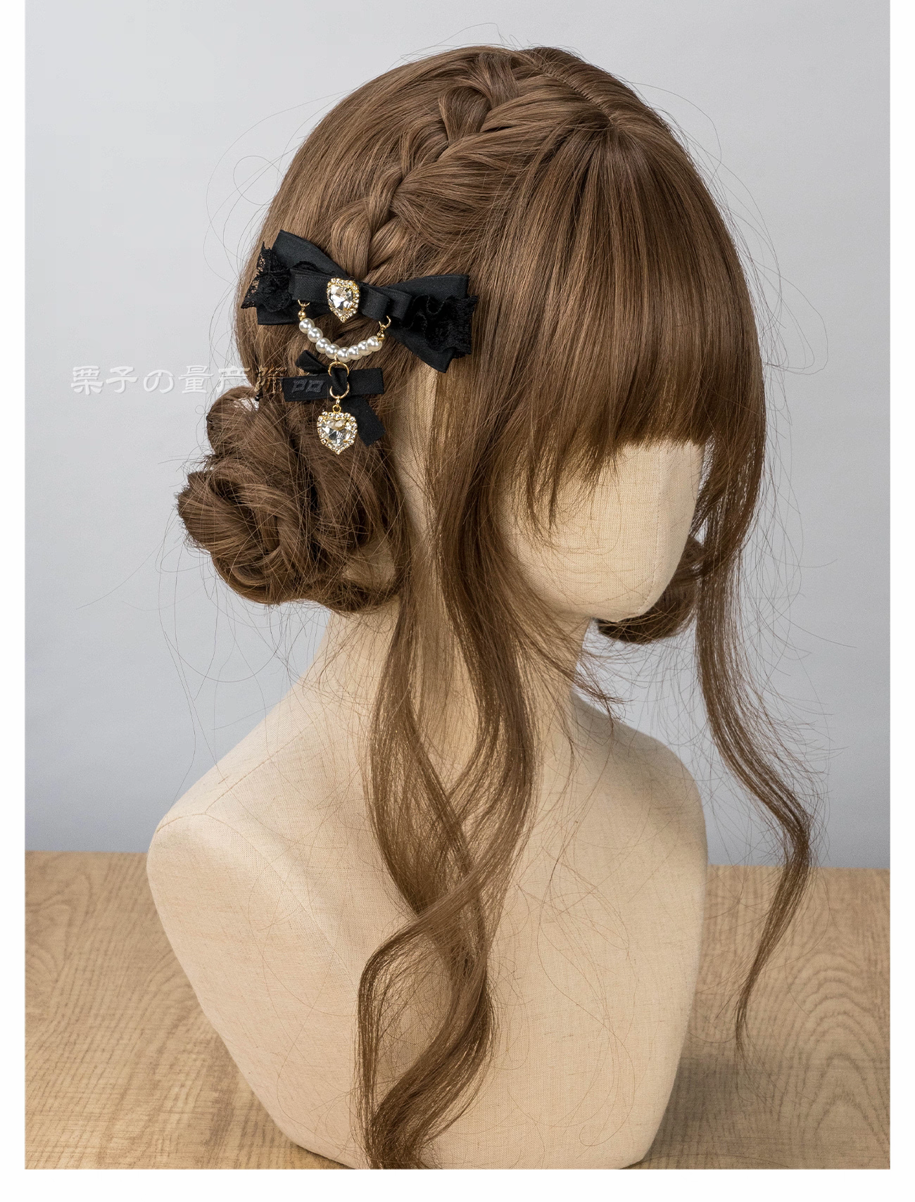 蝴蝶結蕾絲針織鏈條髮夾